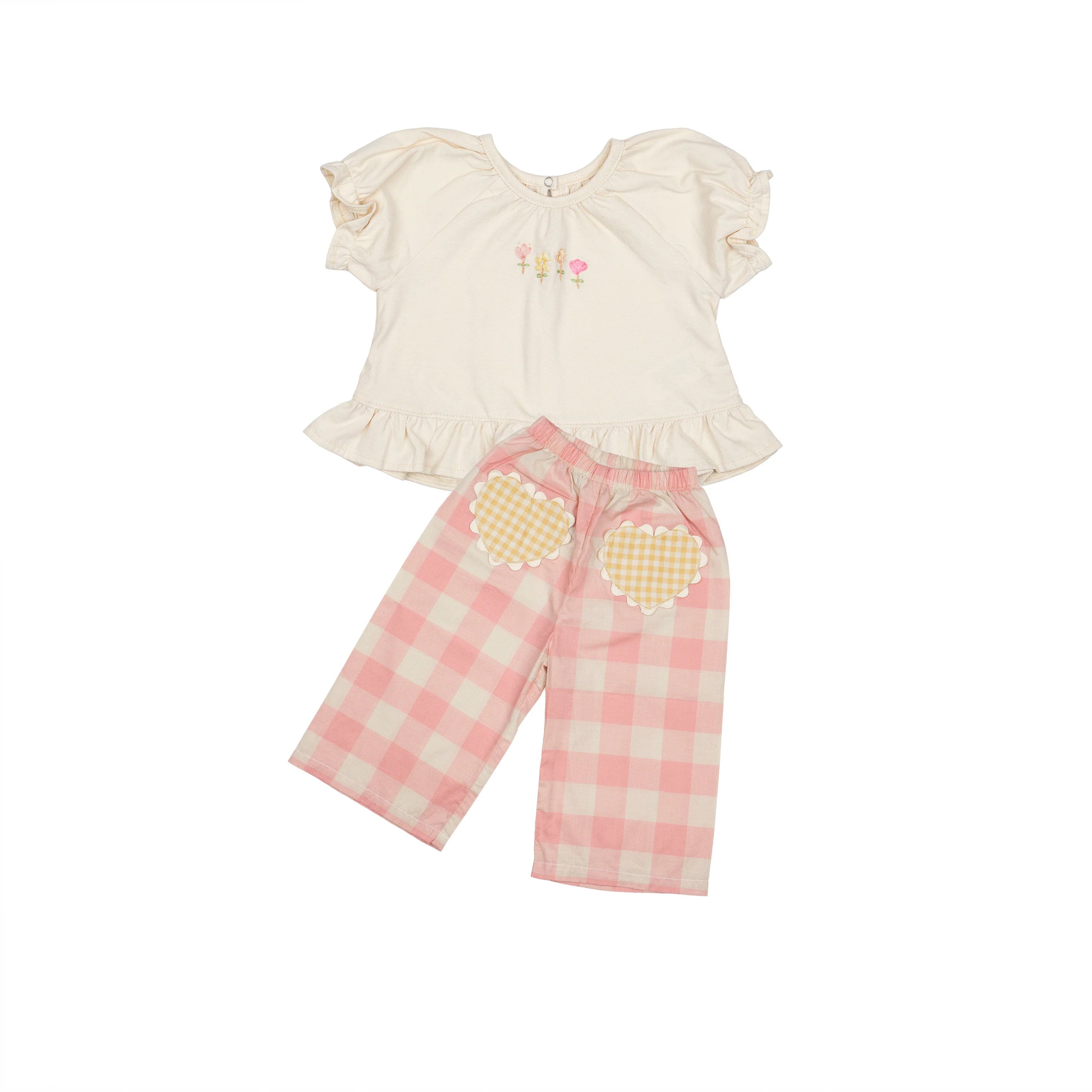 Wild Wawa Heart Pocket Pant Set || Pink Gingham