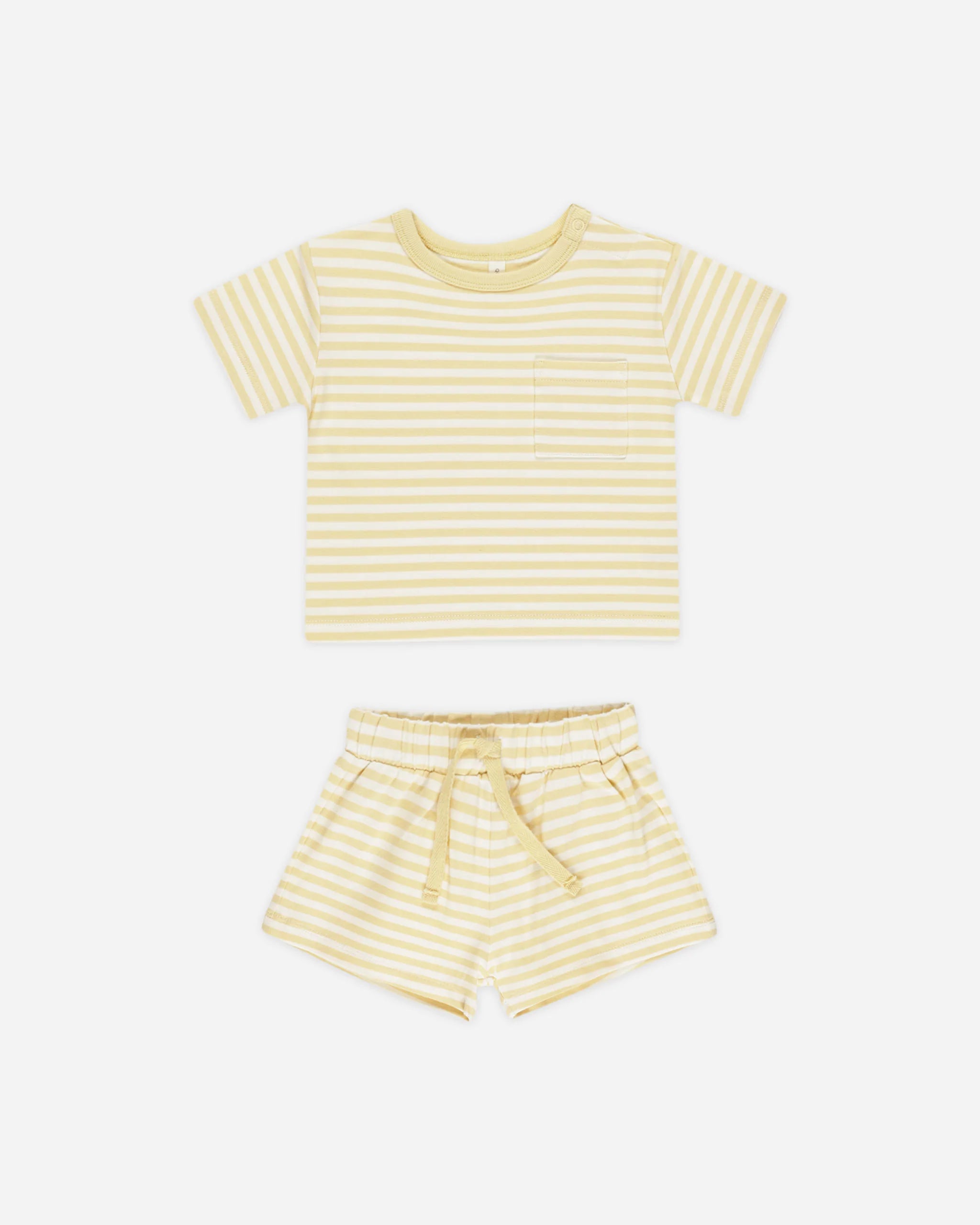Pocket Tee + Short Set || Yellow Stripe