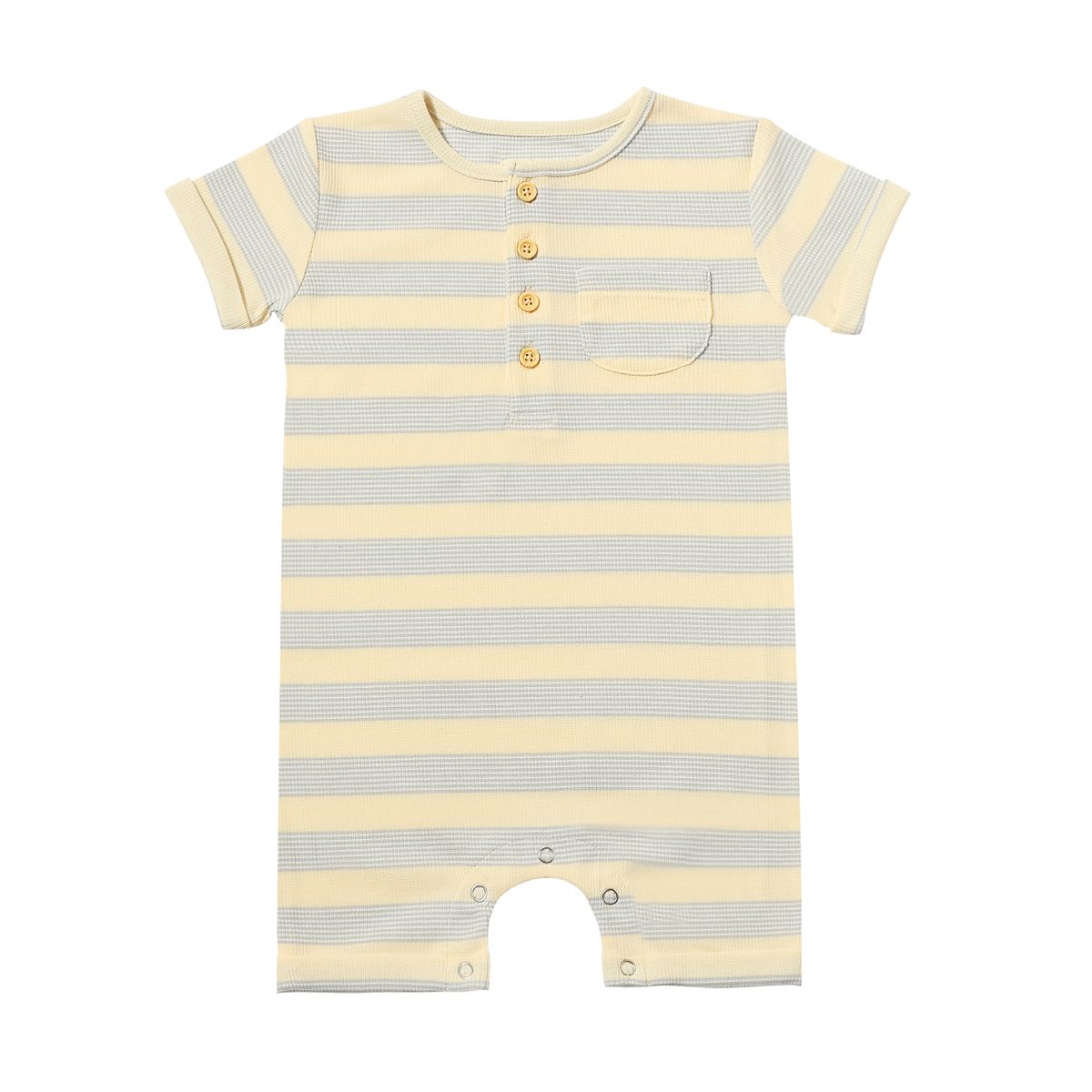 Gray and Cream Striped Henley Romper