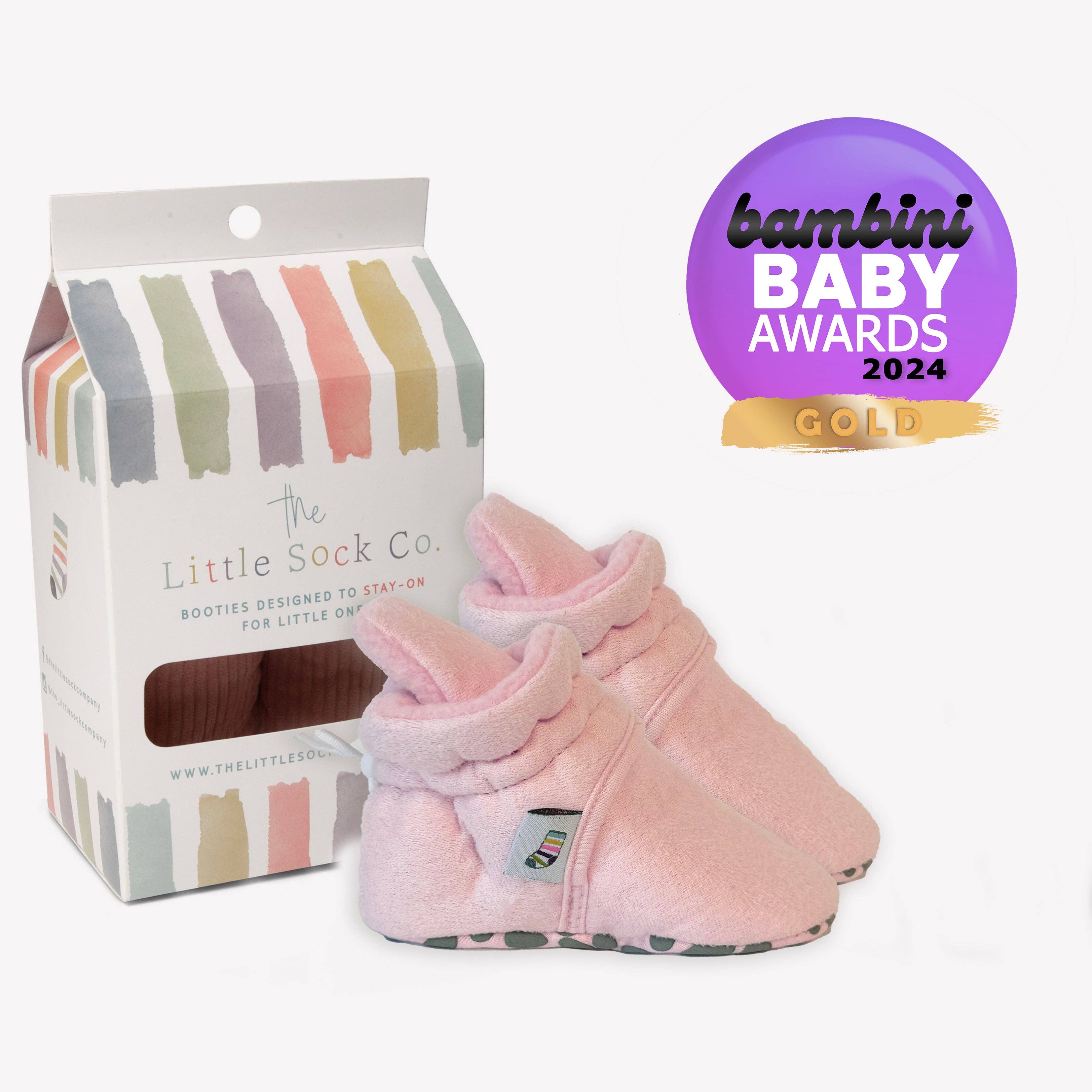 Stay-on, Non-Slip Booties - Pink Suedette