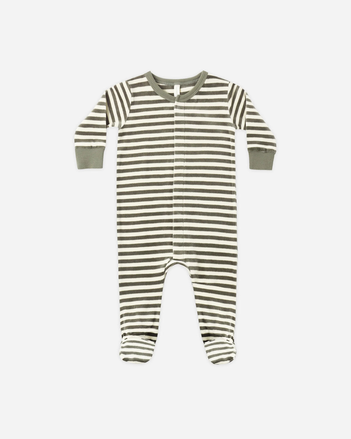 Quincy Mae Hidden Snap Footie || Spruce Stripe