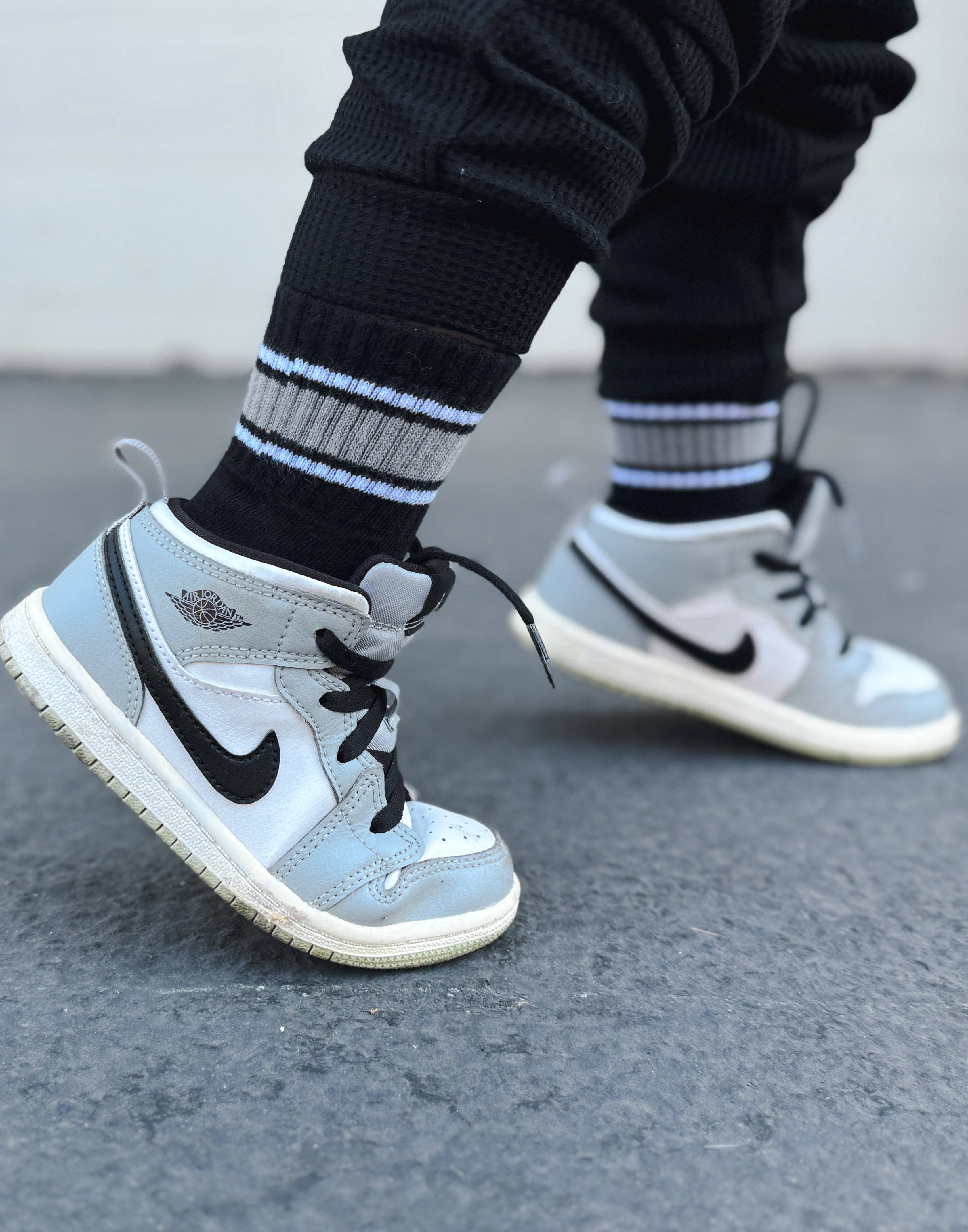 Kicking It Up Socks || Monochrome Stripe