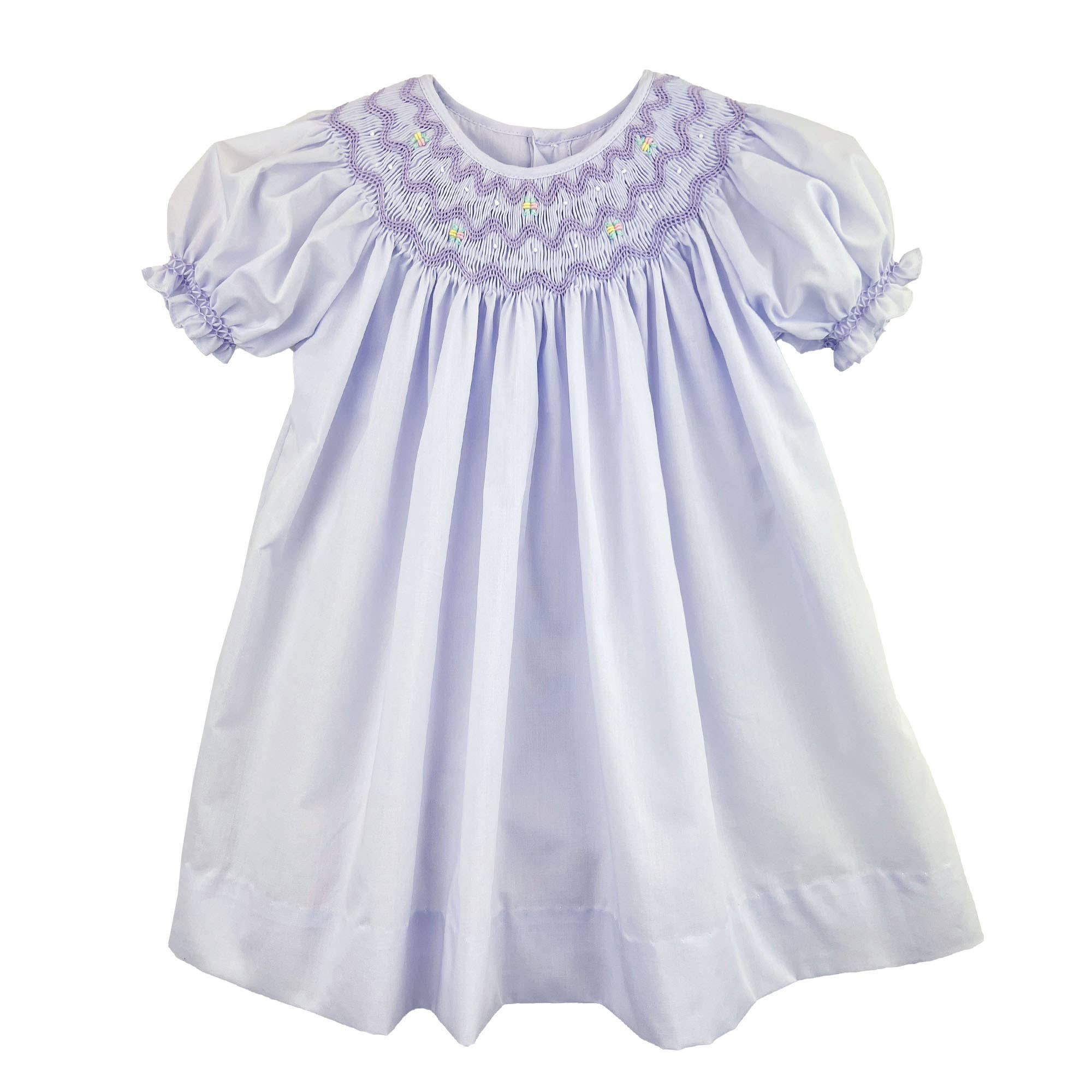 Daygown with Wave Smocking: White