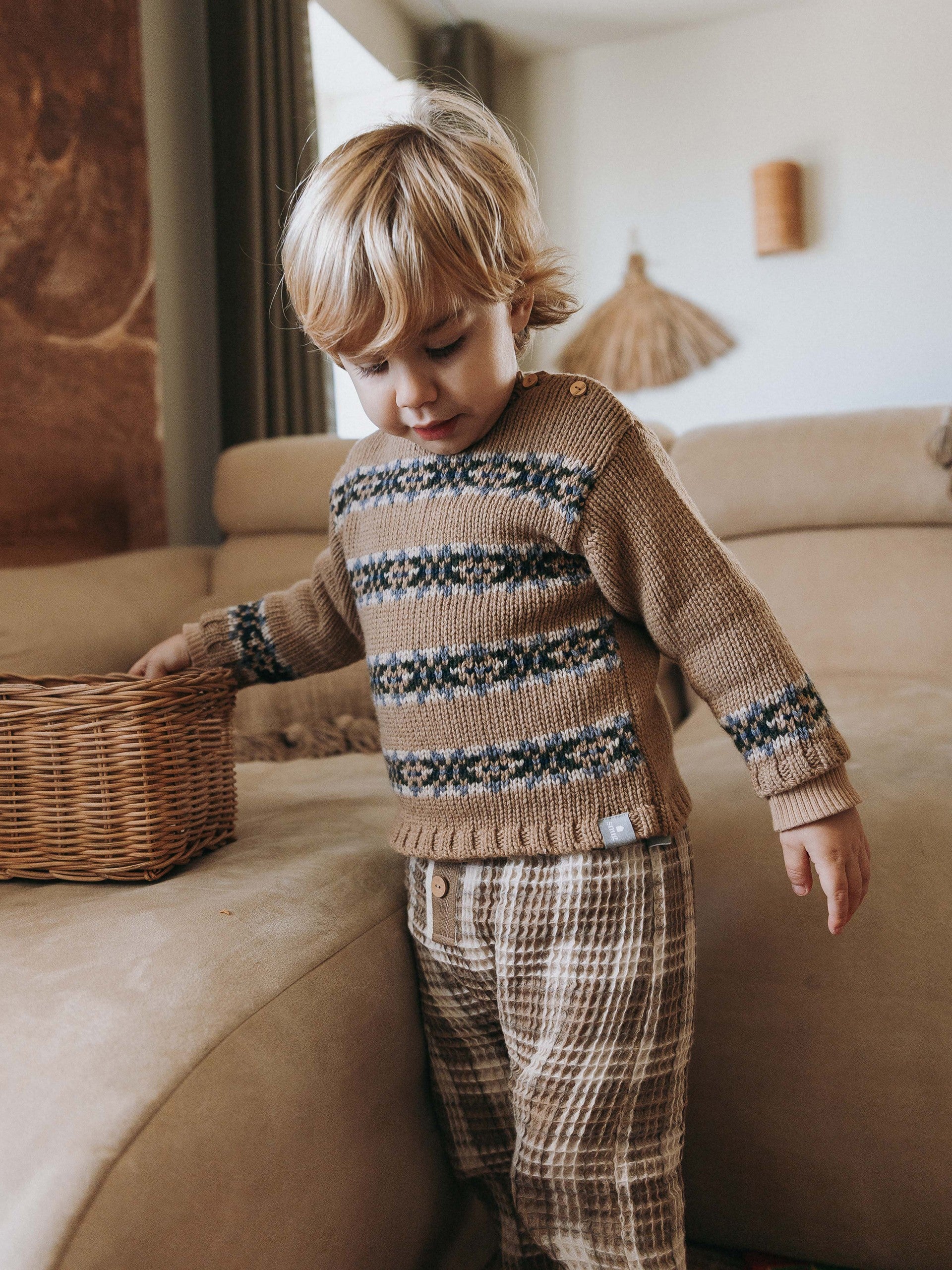 Snug Knitted Jumper with Jacquard || Beige