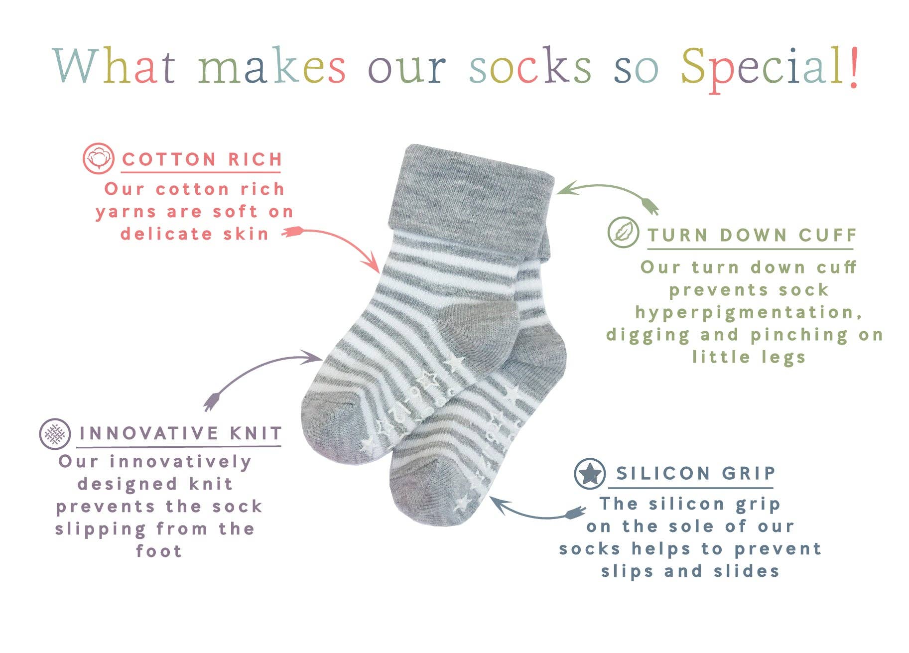 Gift Box of Socks - 3 Pairs of Original Non-Slip Stay-on Sock || Neutral Mix