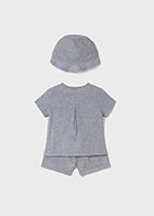 Shorts, Shirt and Bucket Hat Set || Blue Pinstripe
