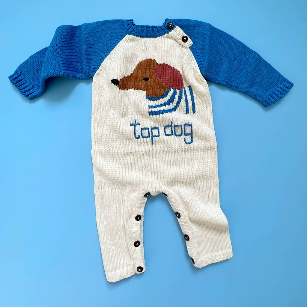 Organic Knit Baby Romper Top Dog