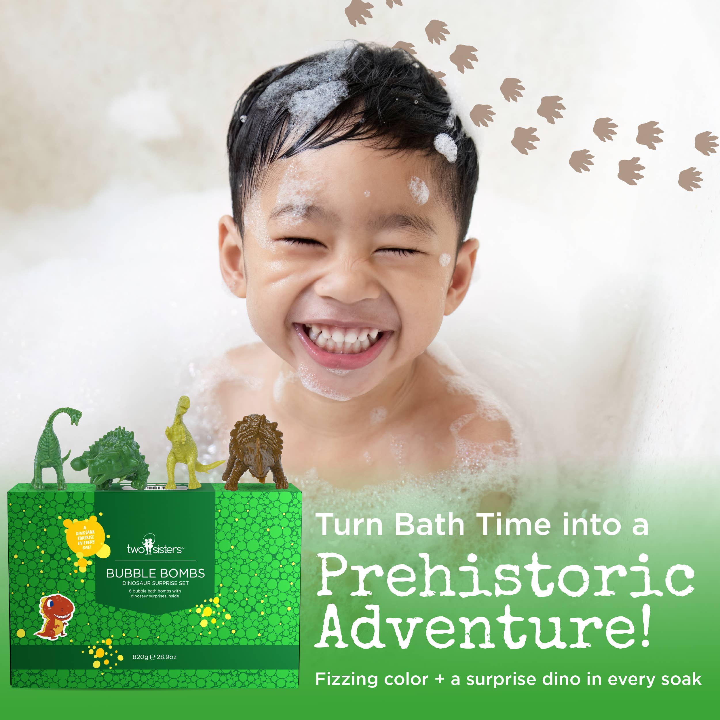 Dinosaur Kids Bath Bombs Gift Set with Toys Inside – 6 Pack