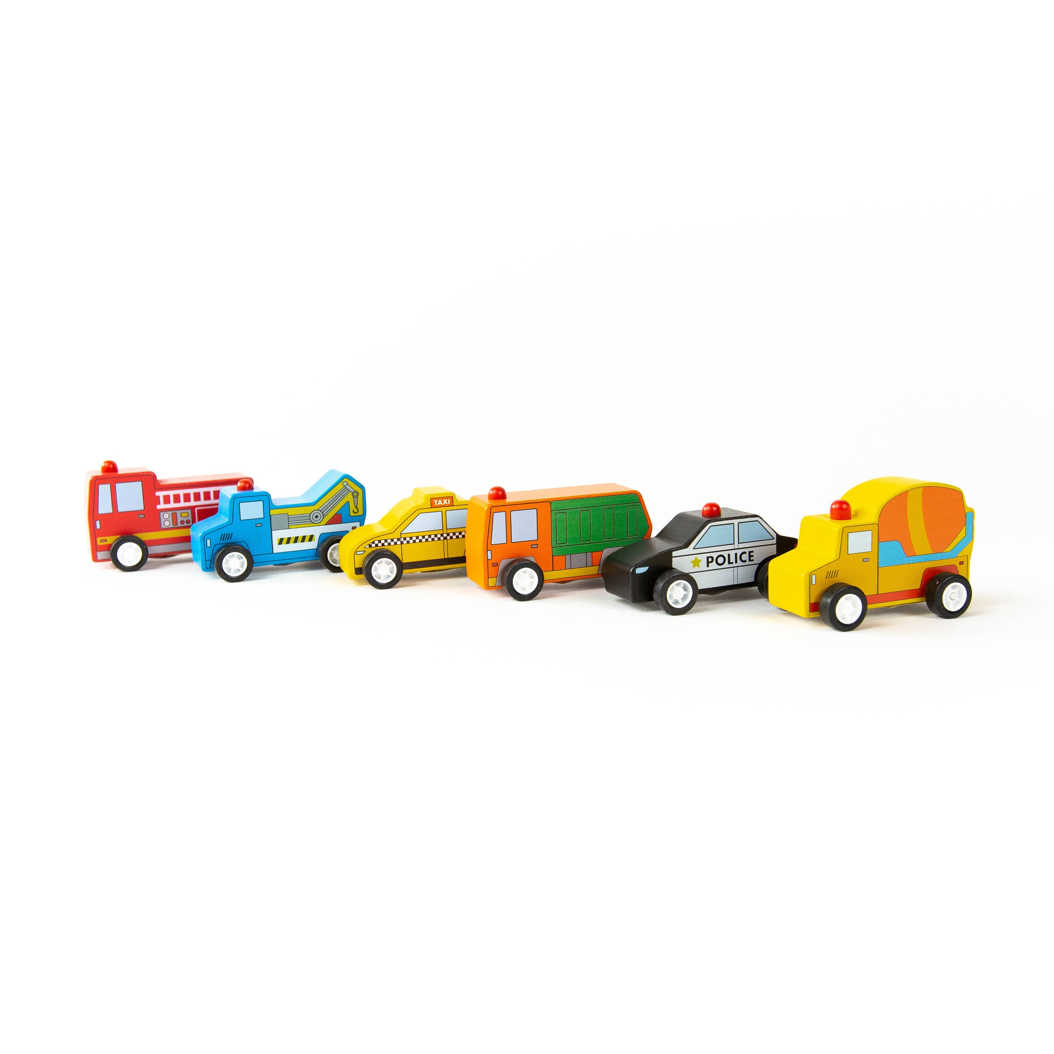 Pull Back Around Town Cars Set of 6