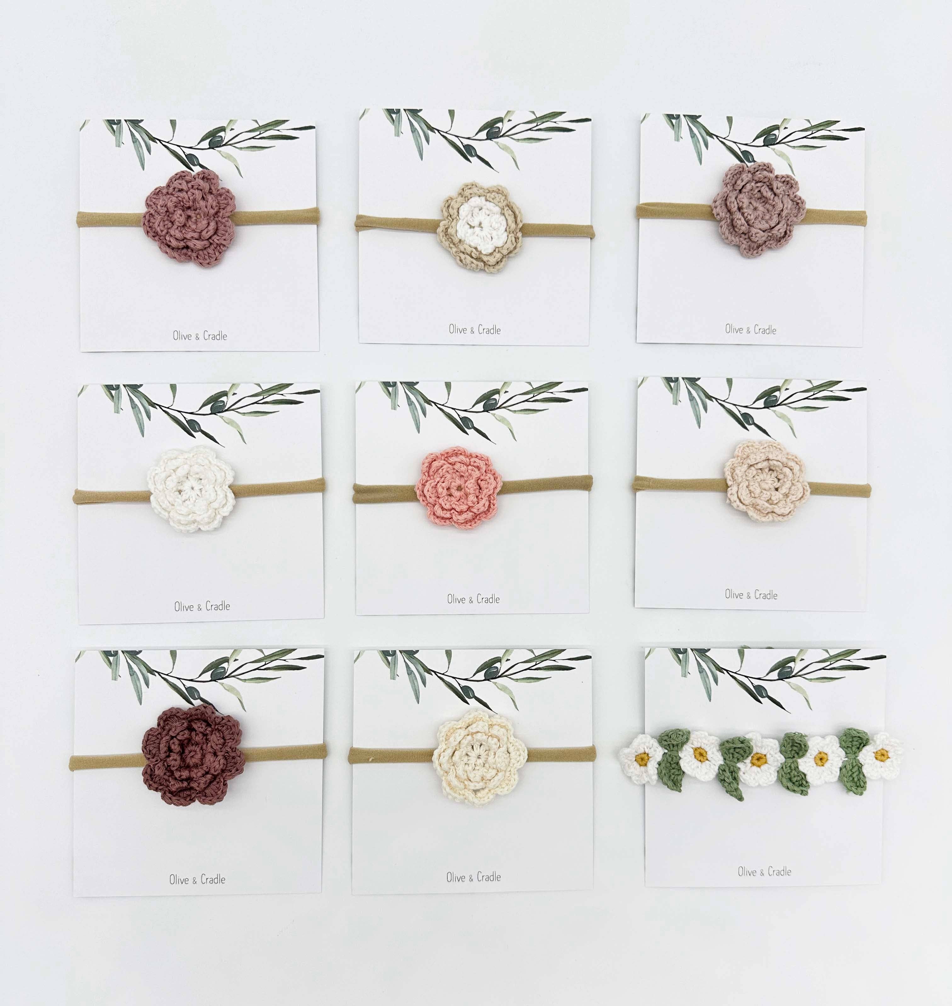 Crochet Flower Headband: Cream Triple Flower