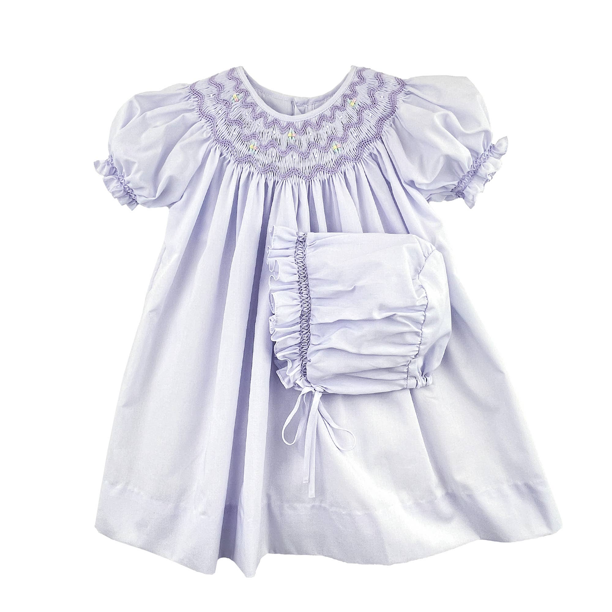 Daygown with Wave Smocking: White