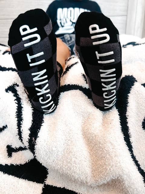 Kickin It Up Socks || Black Checkered
