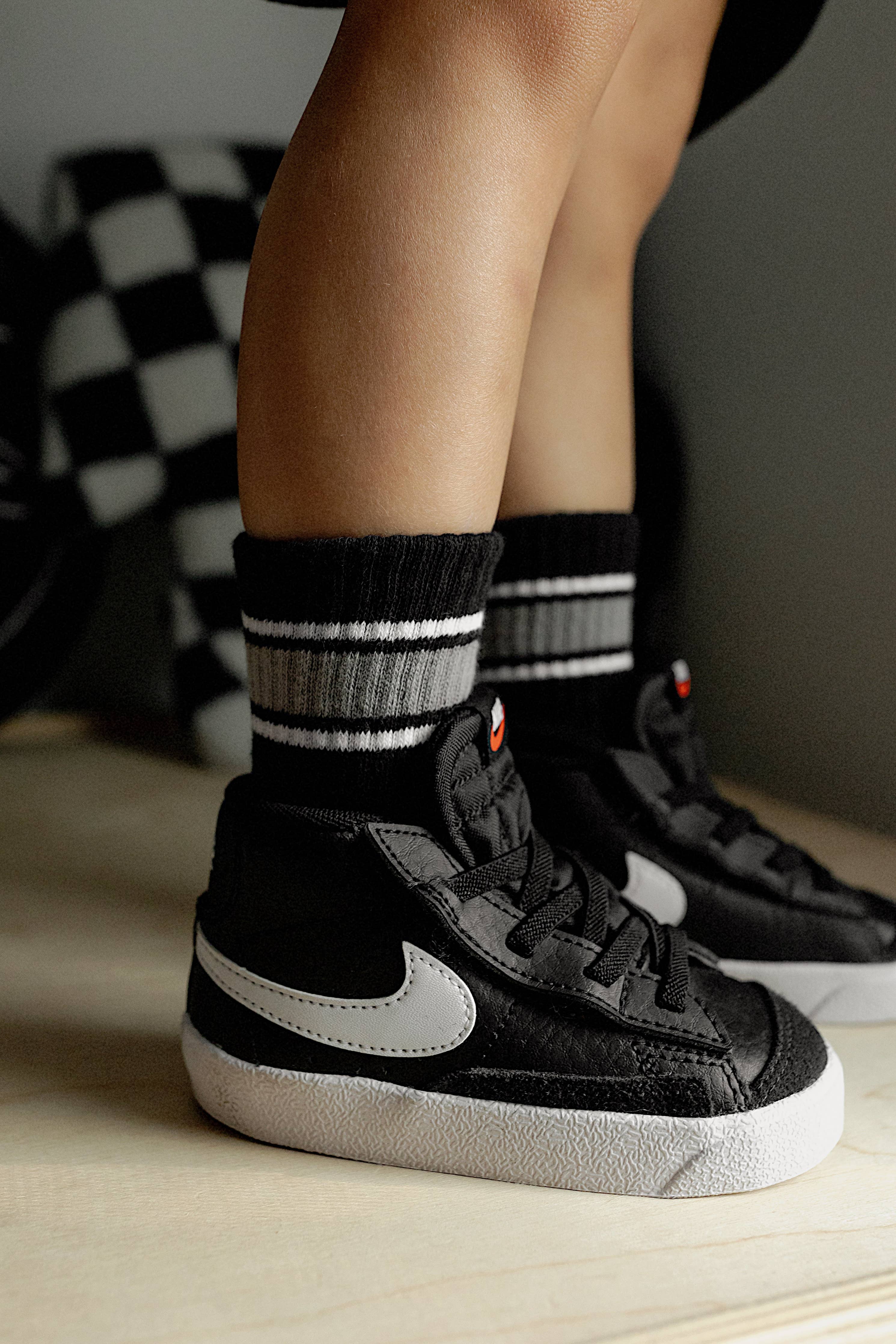 Kicking It Up Socks || Monochrome Stripe