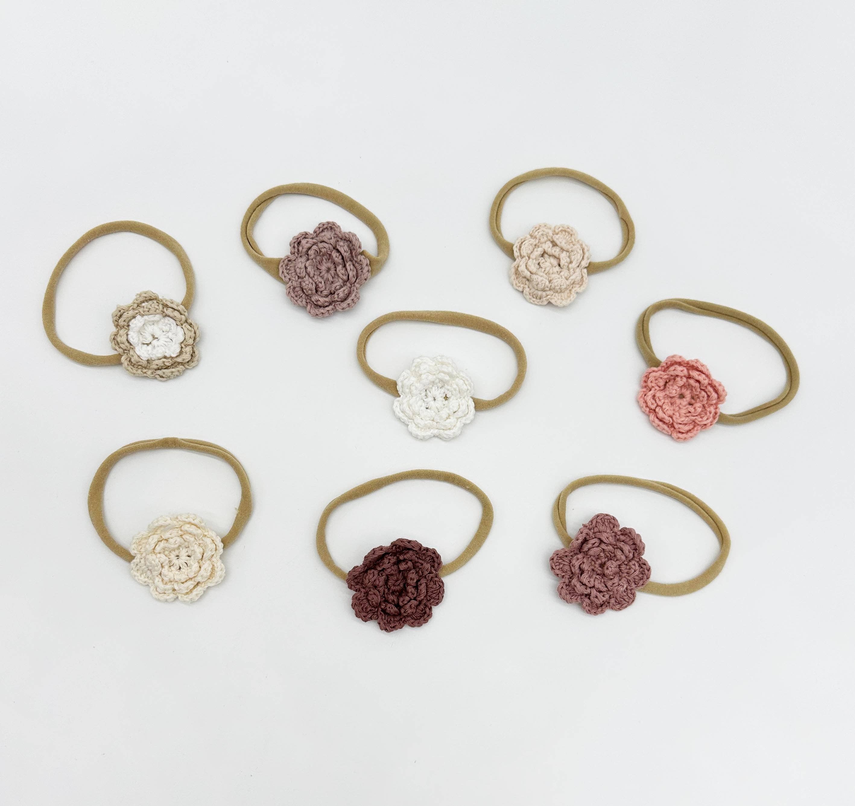 Crochet Flower Headband: Cream Single Flower