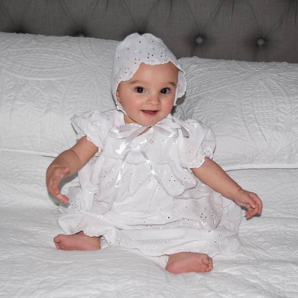 Eyelet Lace Christening Gown: 3 Month