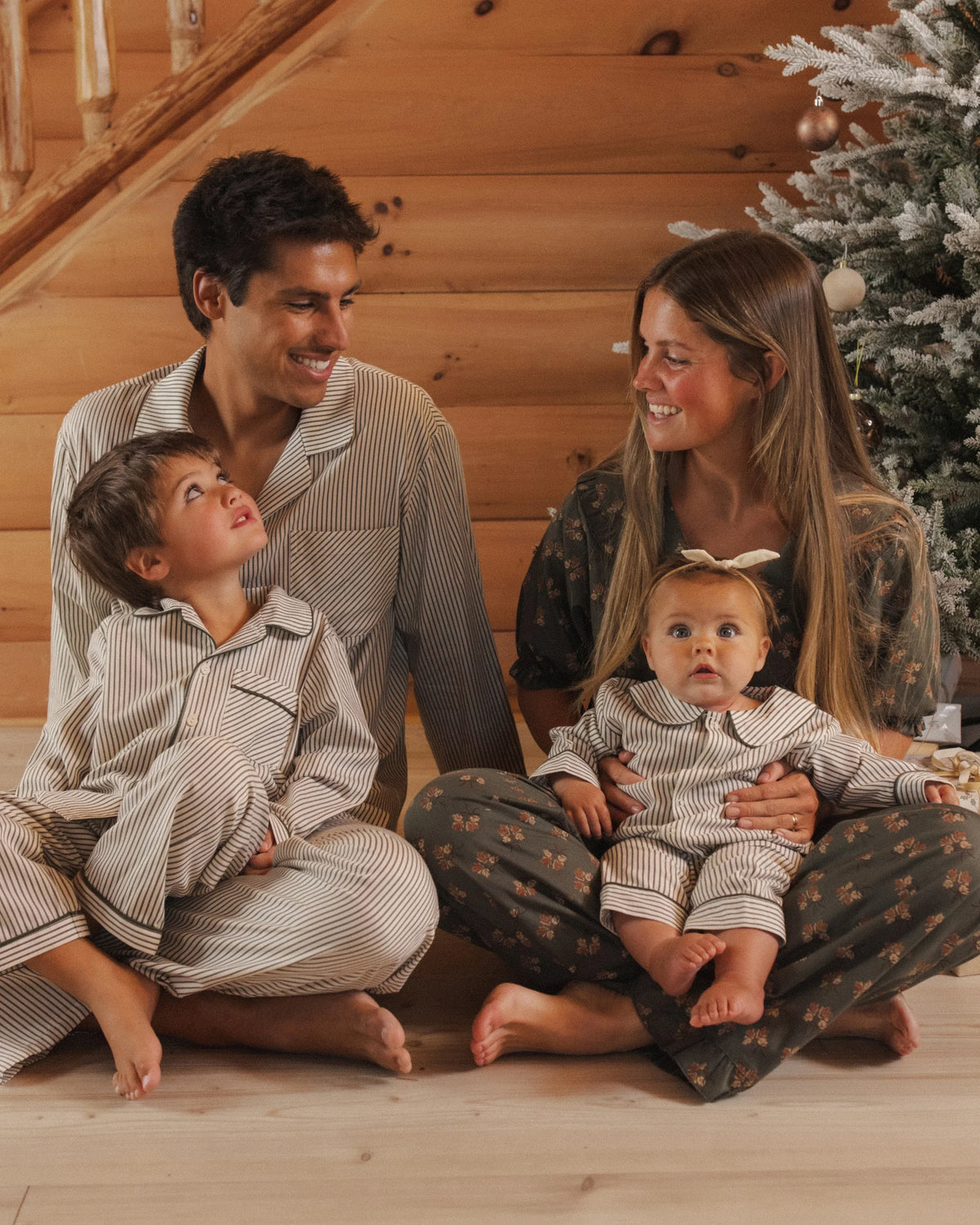 Rylee + Cru Baby Pajama Romper || Evergreen Stripe