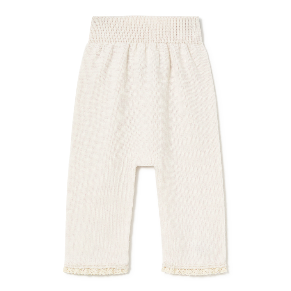 Li & Me Luna Knit Pant with Lace Trim || Cream