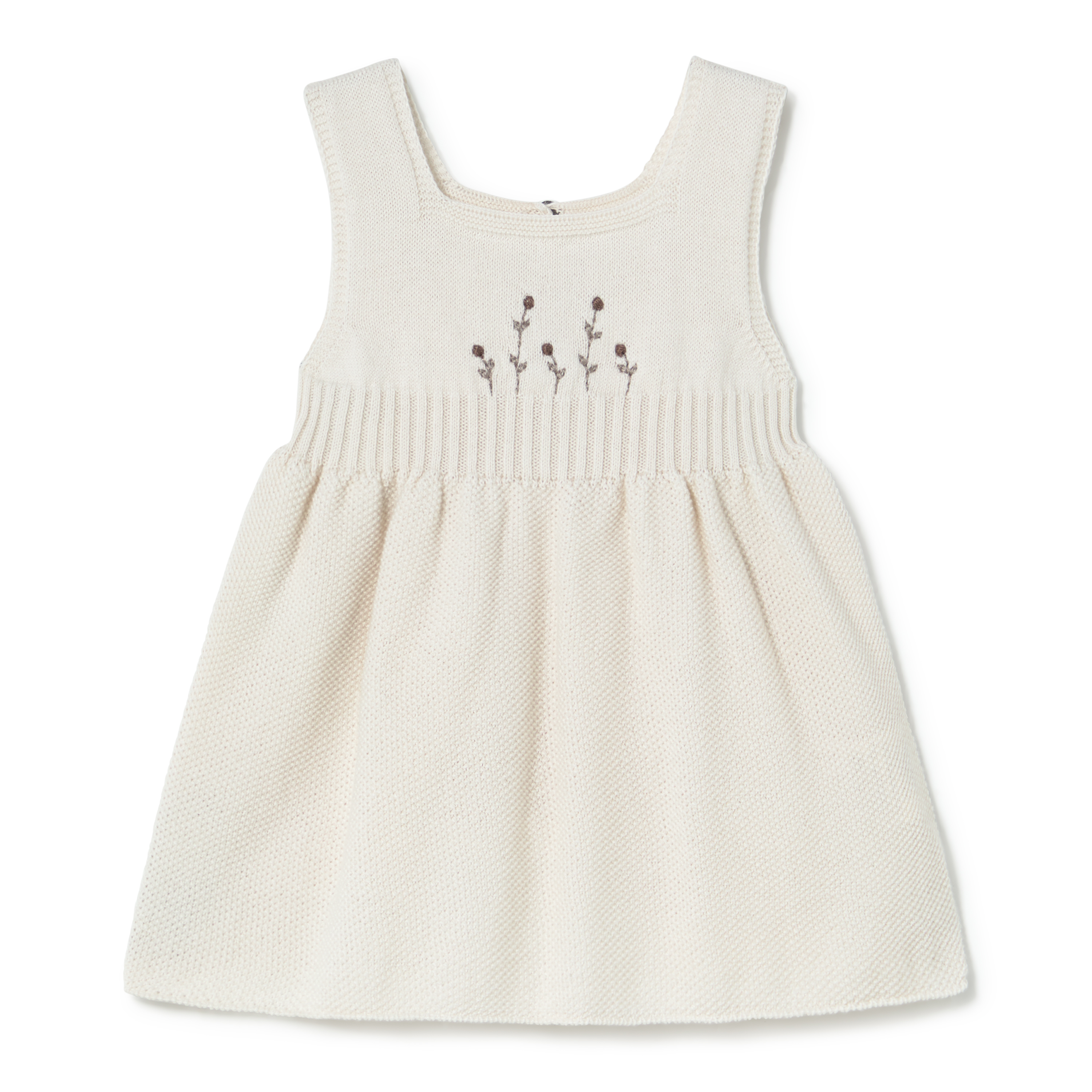 Aurora Embroidered Knit Dress || Cream
