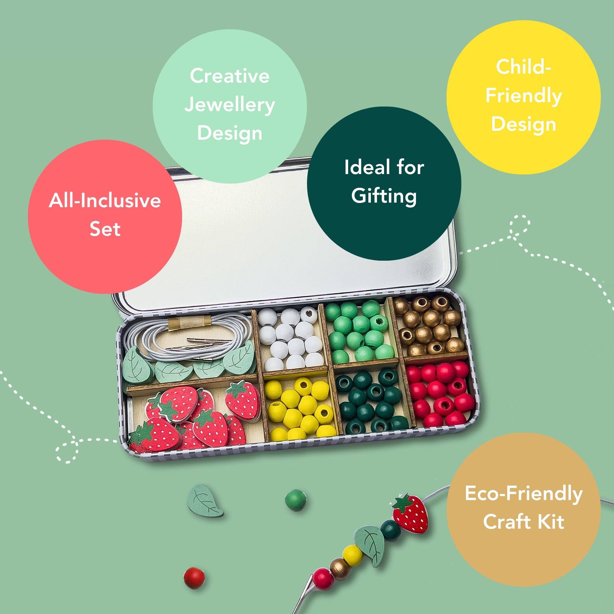 Strawberry Bracelet Bead Kit - Makes 5 Bracelets