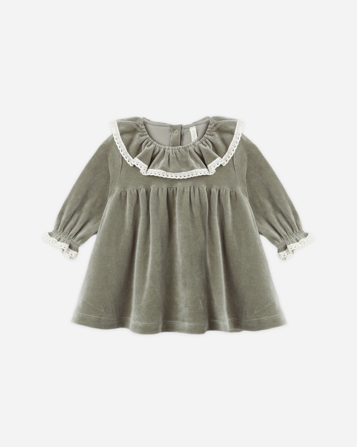 Quincy Mae Velour Baby Dress || Spruce