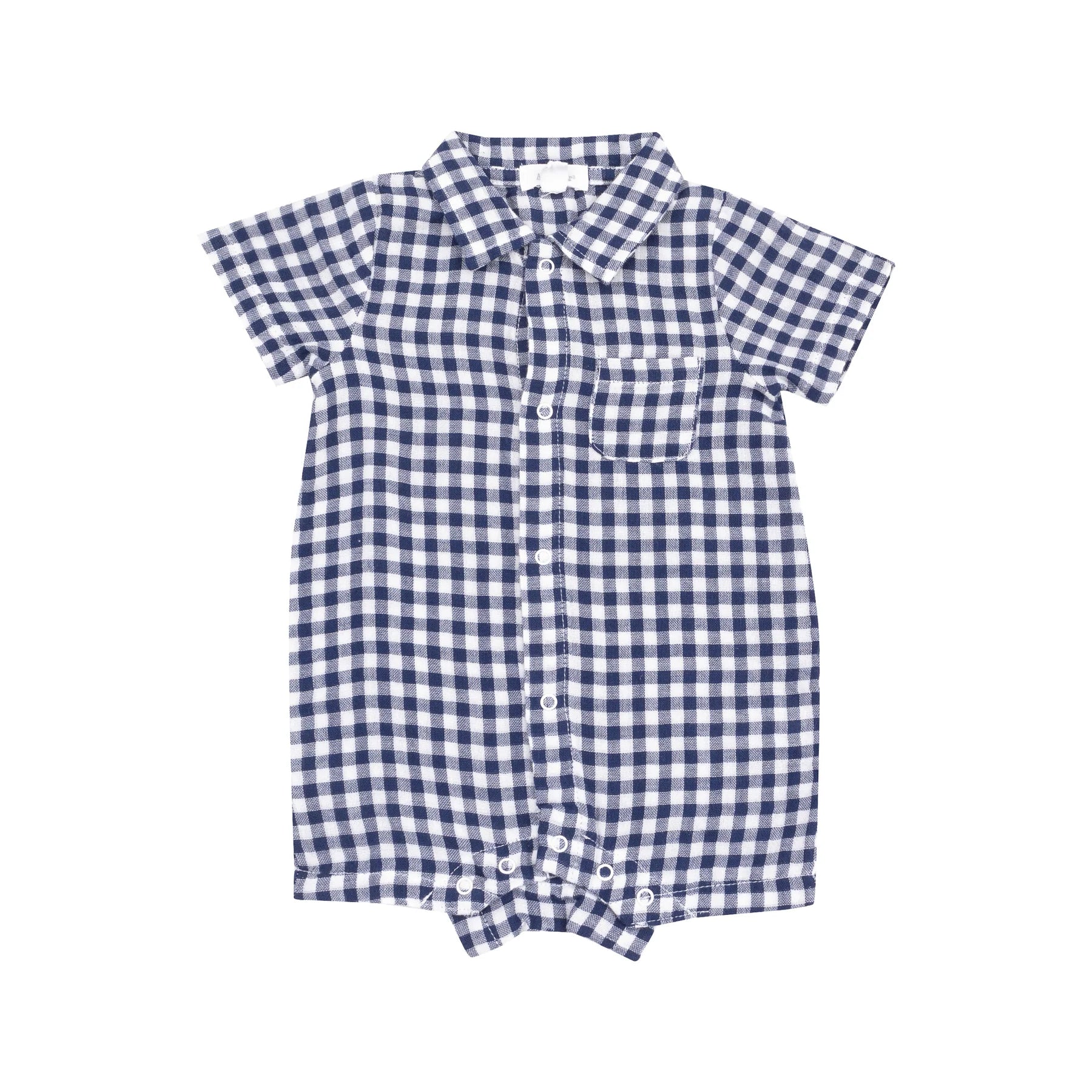 Button Down Polo Shortie || Navy Gingham