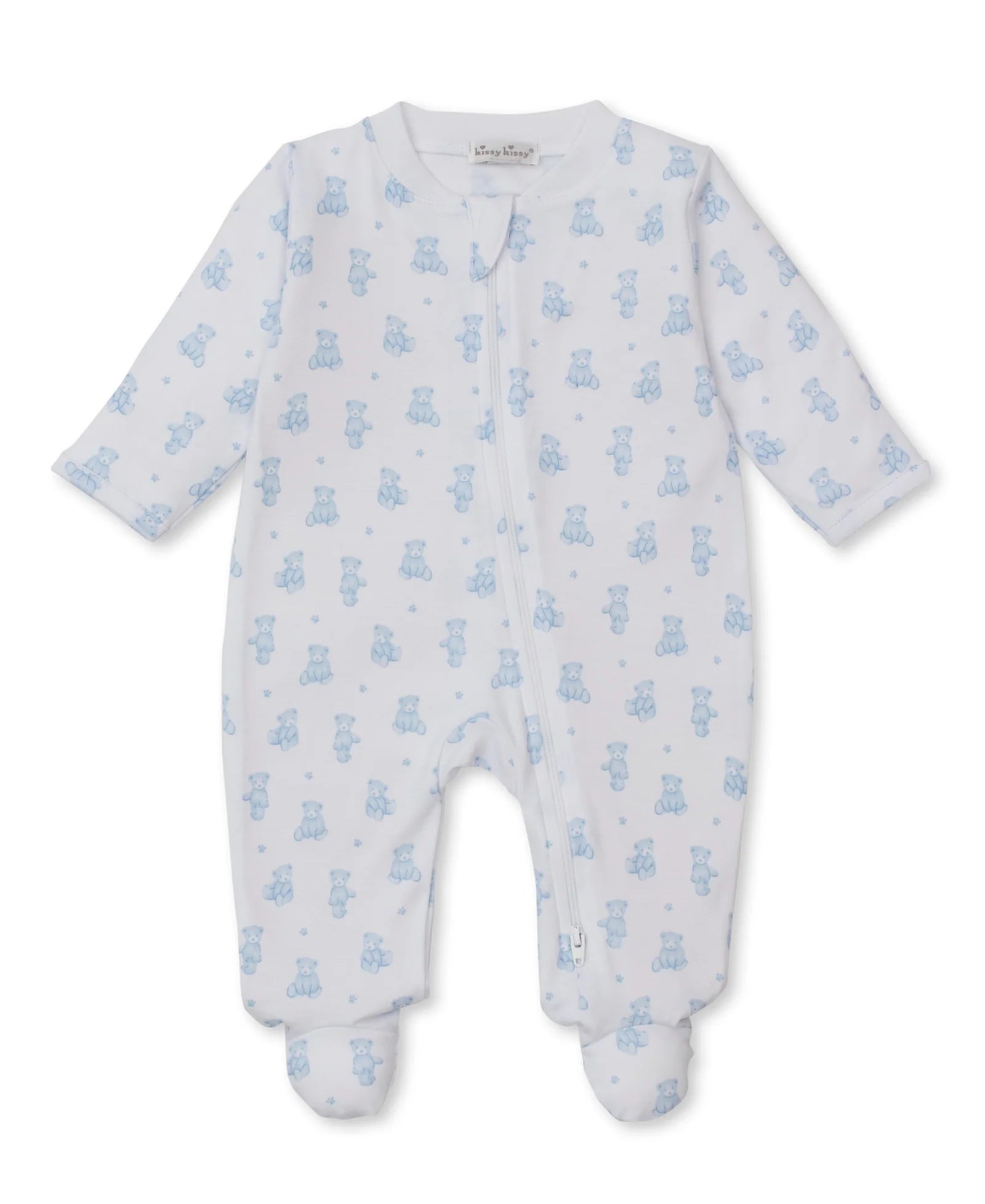 TEDDY BEARS BLUE ZIP FOOTIE