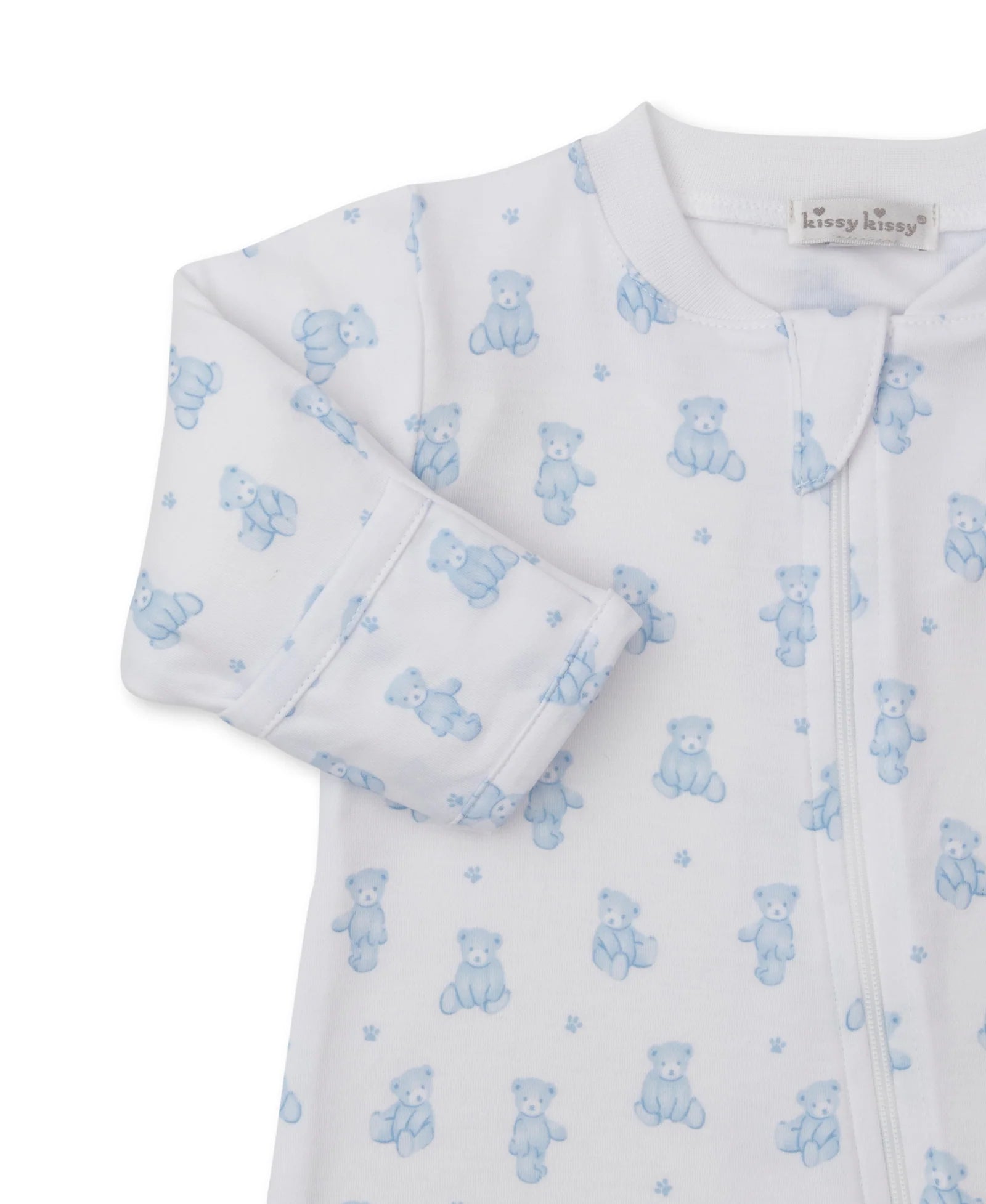 TEDDY BEARS BLUE ZIP FOOTIE