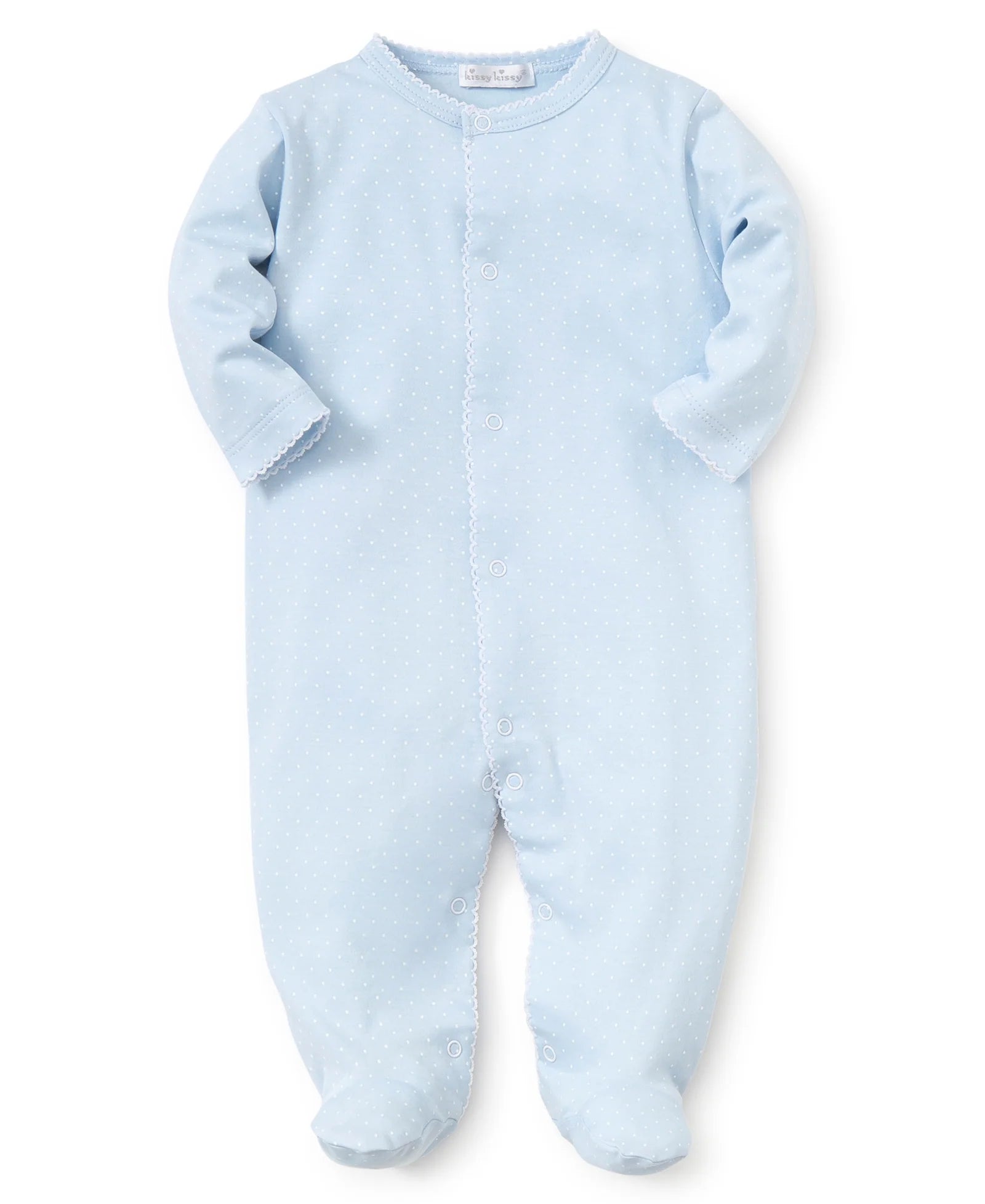 Blue/White New Kissy Dots Print Footie