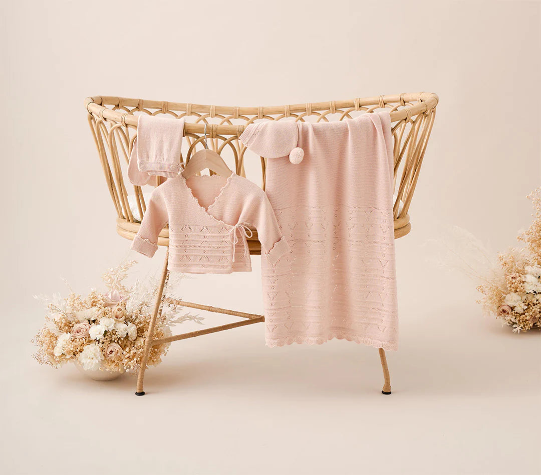 Pink Cashmere Layette Set Boxed
