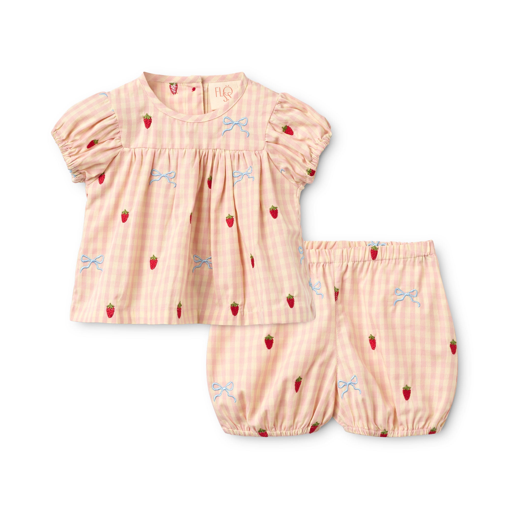 Floss Dolly Bow Baby Set || Pink Check