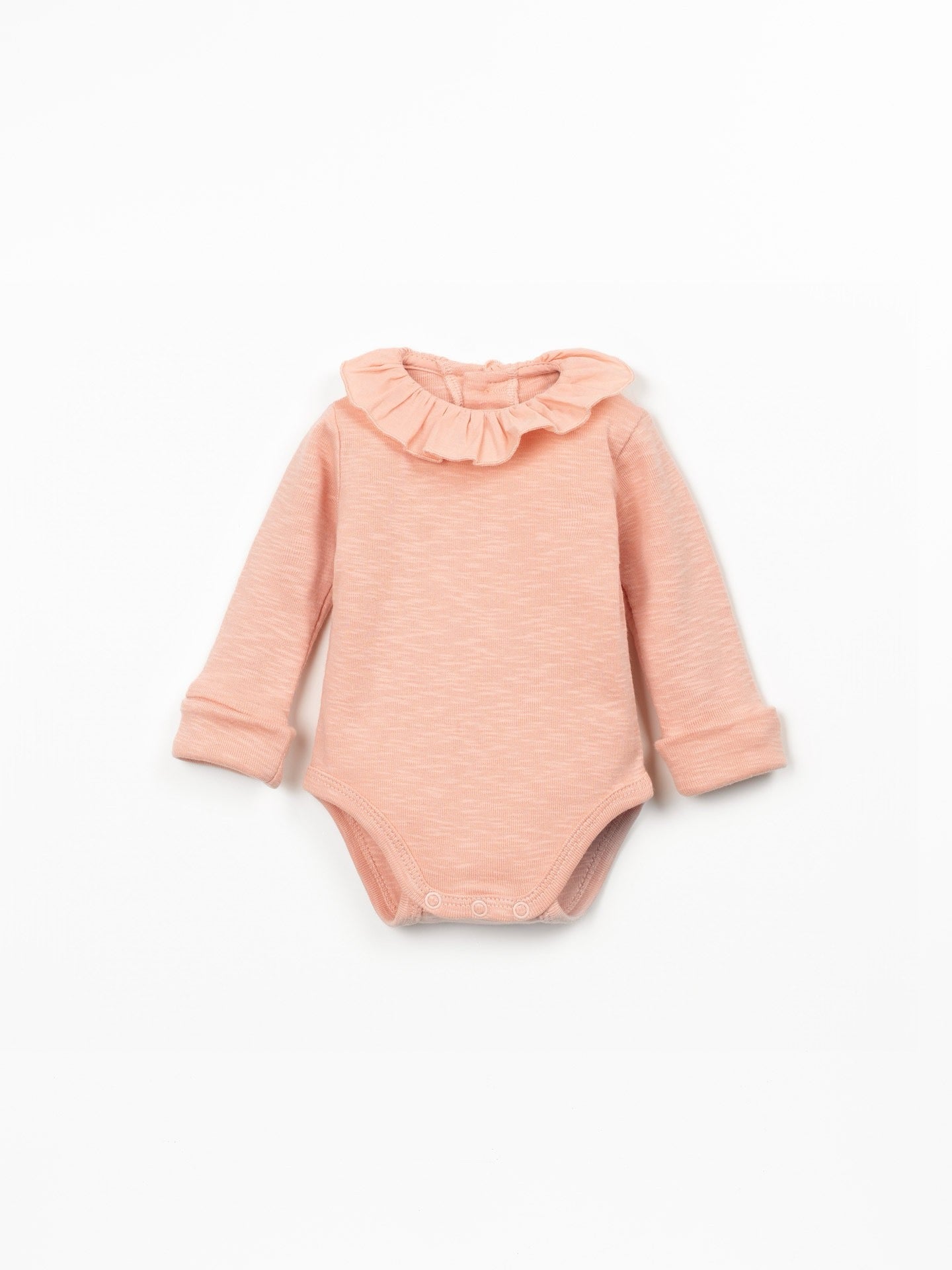 Play Up Cotton Bodysuit, Pants and Top Knot Hat Set || Salmon