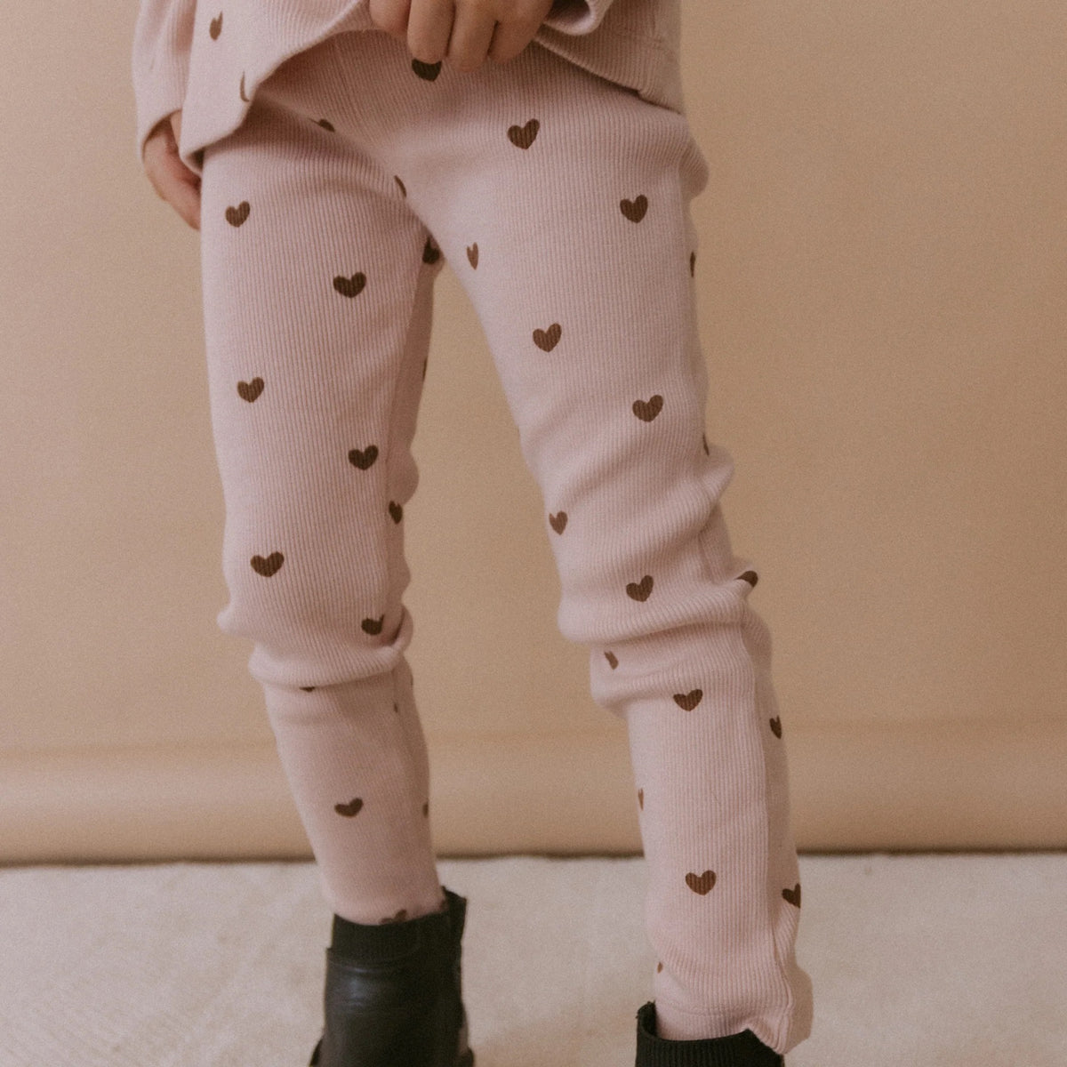 Organic Leggings- Set of Two || Hearts & Dusty Rose