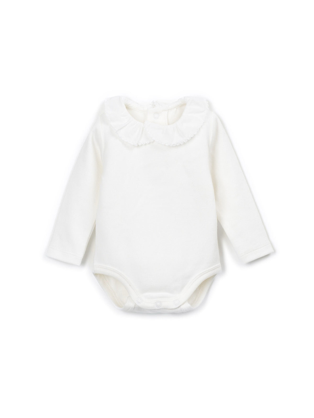 Play Up Jersey Bodysuit with Embroidered Collar || White