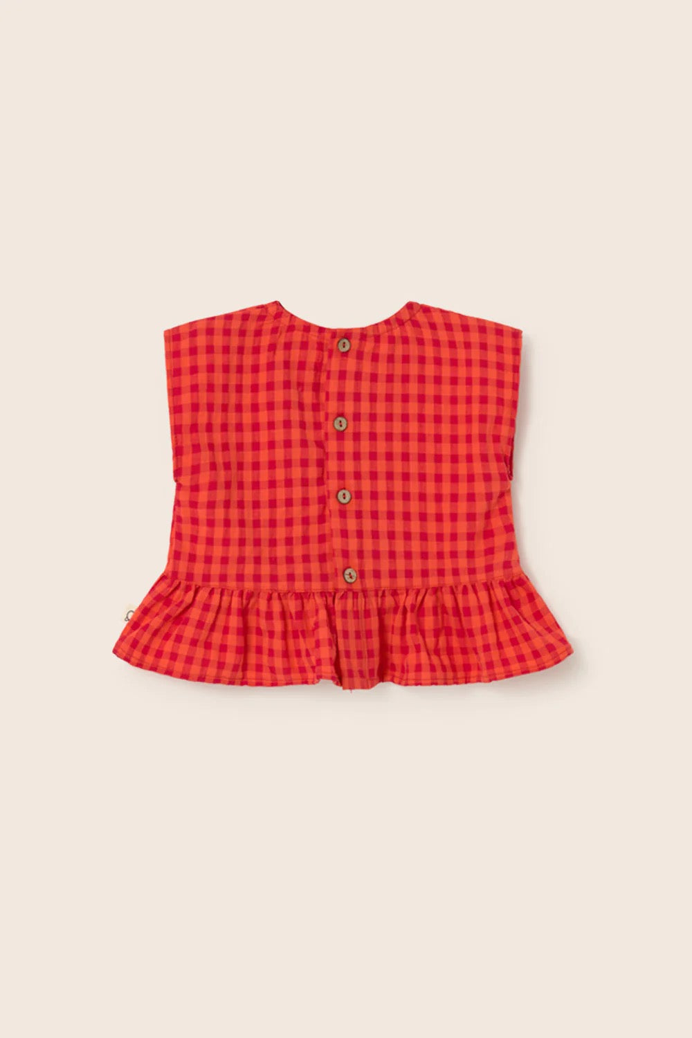 Gingham Cotton Peplum Baby Top  || Tomato