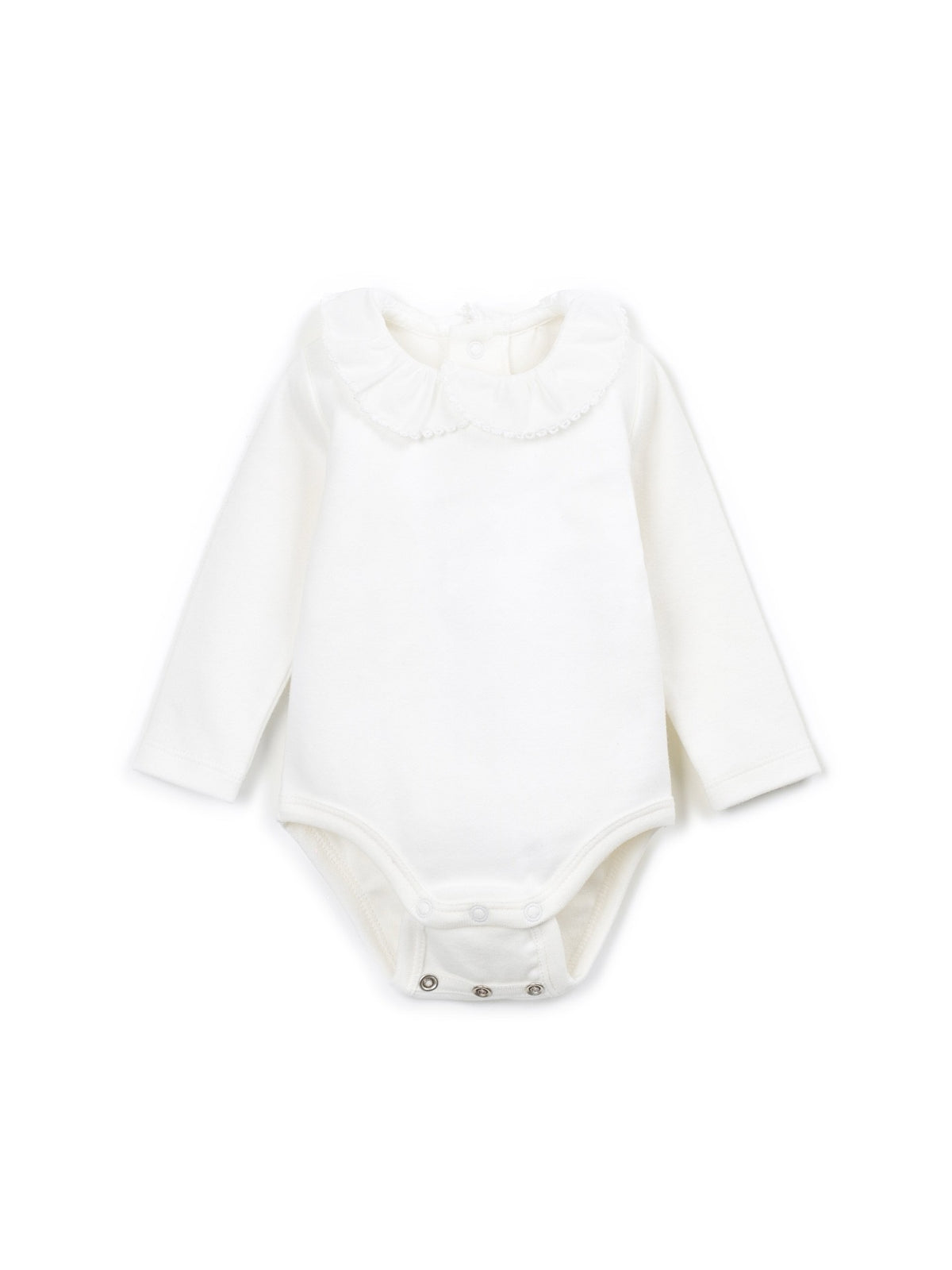 Play Up Jersey Bodysuit with Embroidered Collar || White