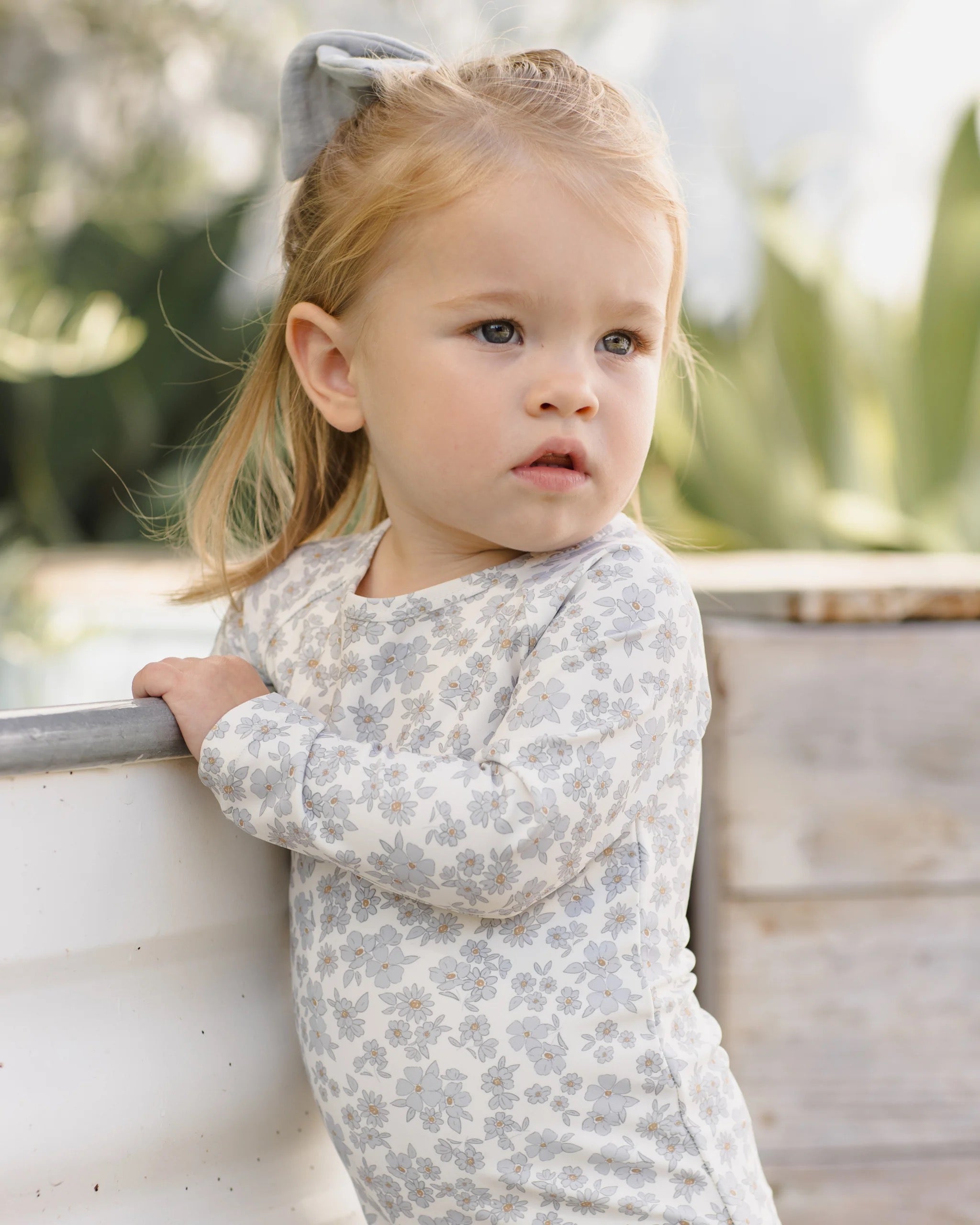 Quincy Mae Olvia Rashguard Swimsuit || Blue Floral