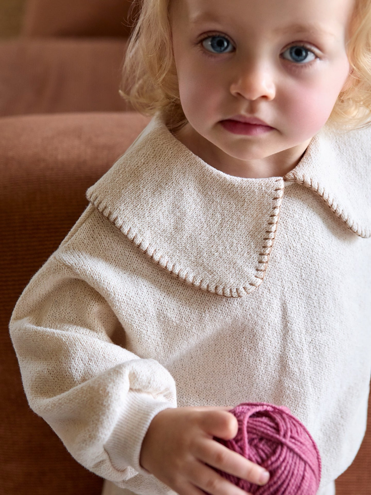 Play Up Knit Sweater with Collar Detail || Petal Pink