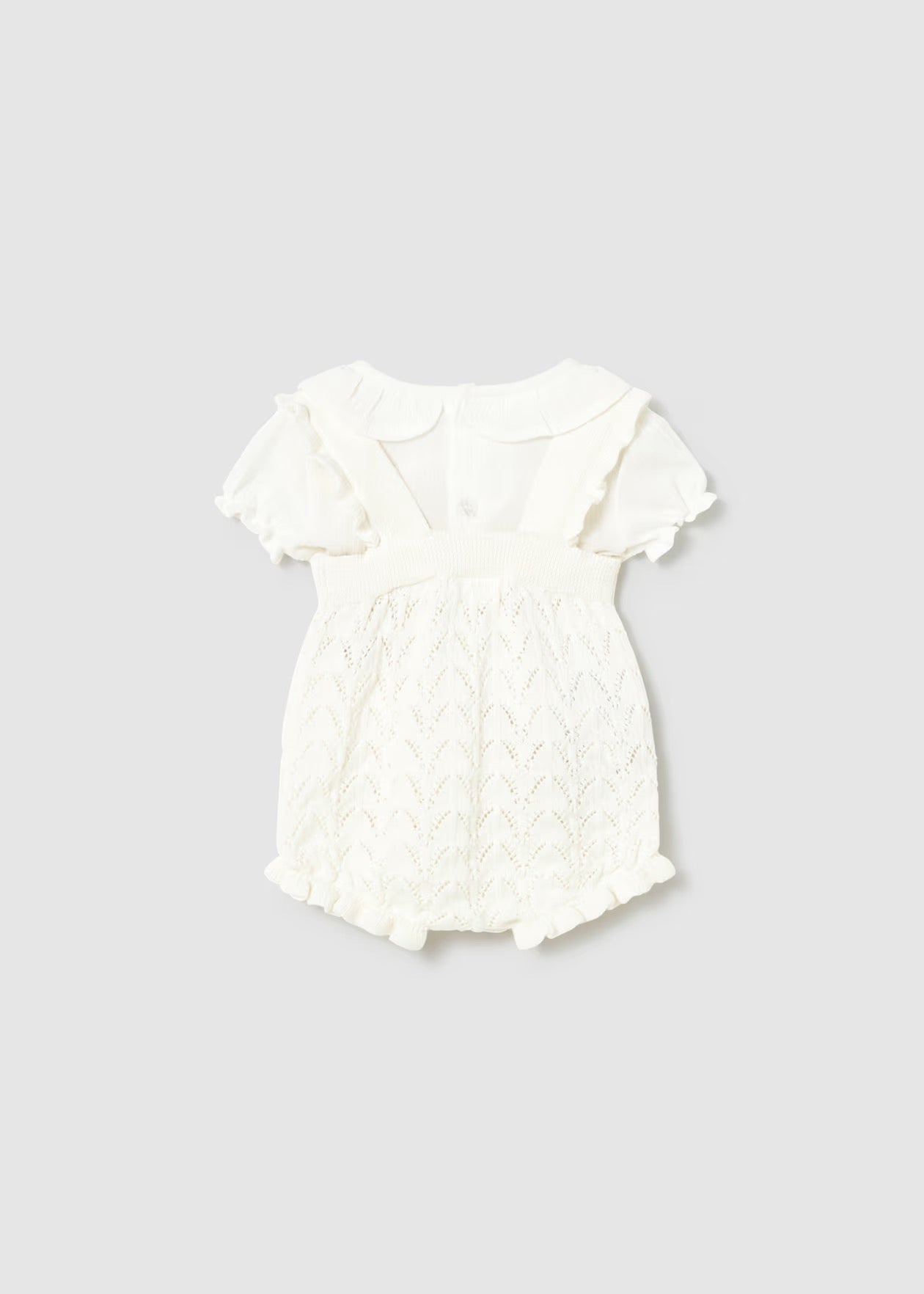 Mayoral Newborn Girl Knit Dungaree and Blouse Set || Ivory