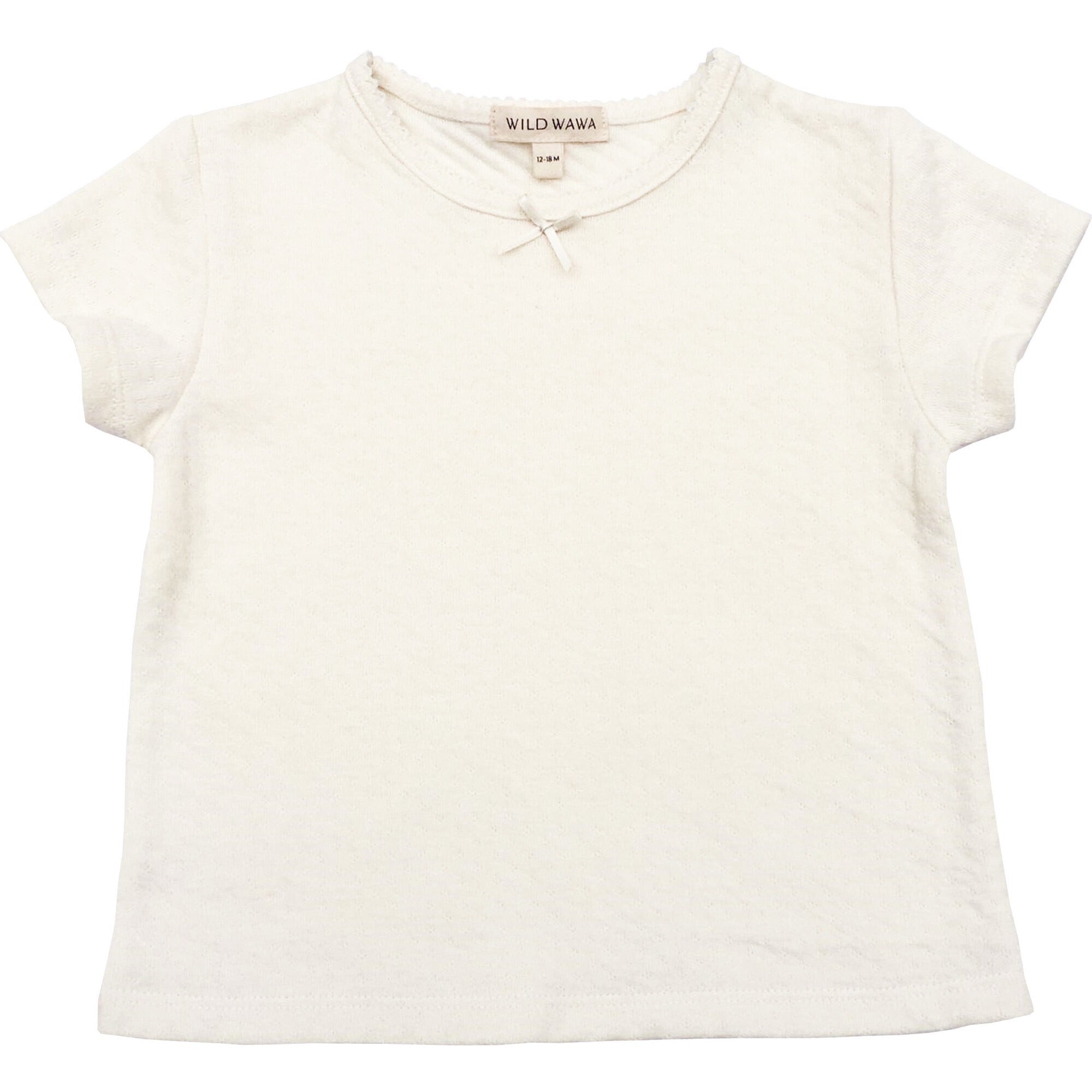 Pointelle Short Sleeved T-Shirt || Off White