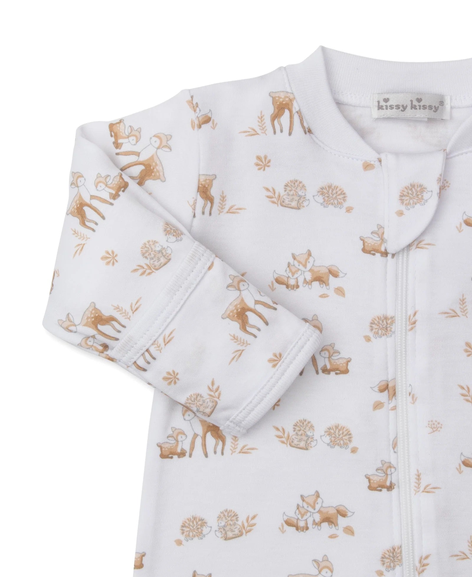 Kissy Kissy Forest Fanfare Tan Zip Footie, Hat & Burb Cloth Set