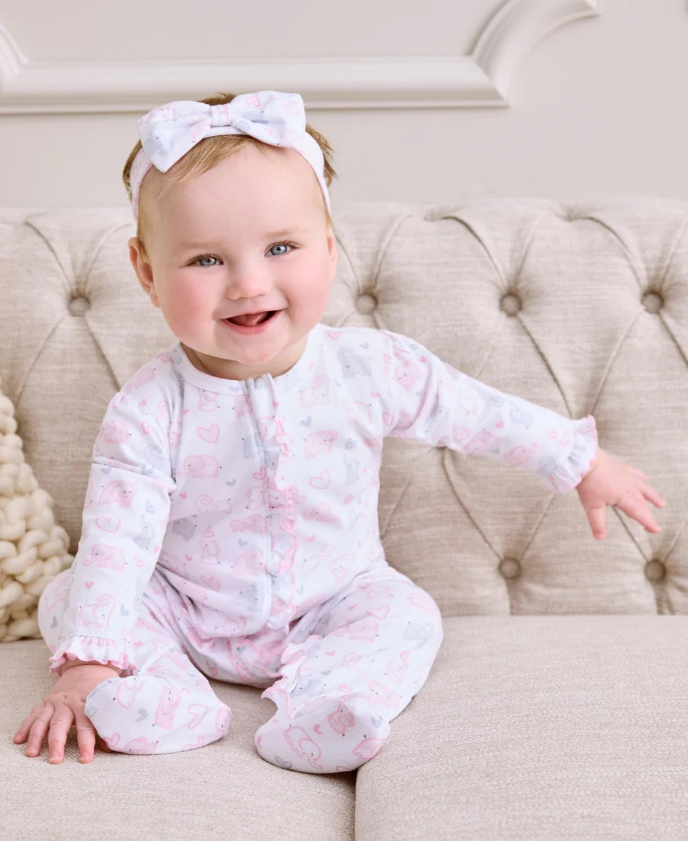 Baby Elephant Heart Zip Footie