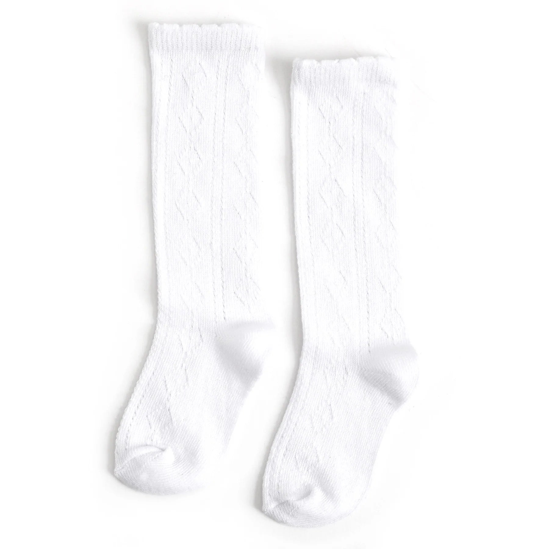 Little Stocking Co Scalloped Fancy Knee High Socks || White