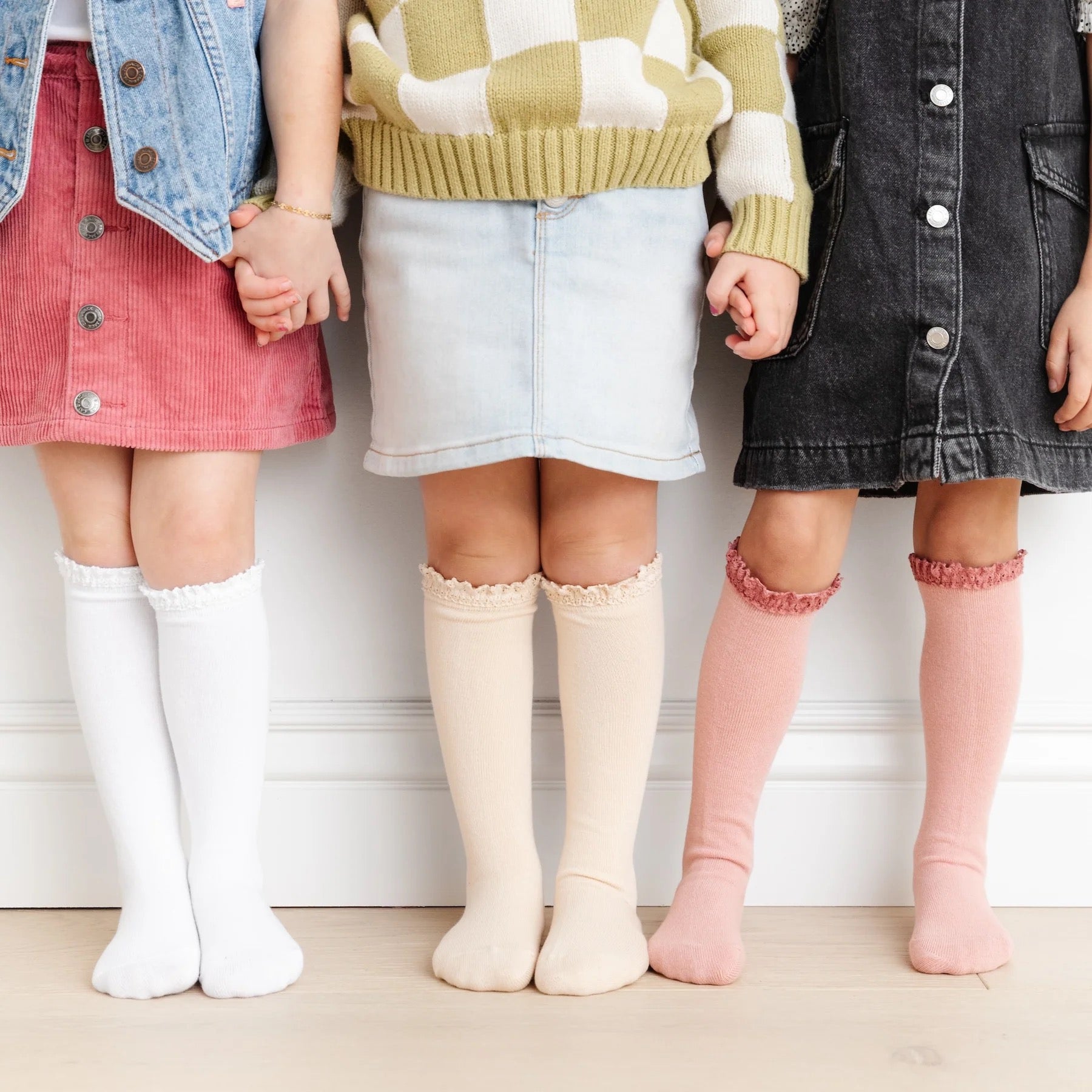 Little Stocking Co Girlhood Lace Top Knee High Socks || 3-Pack