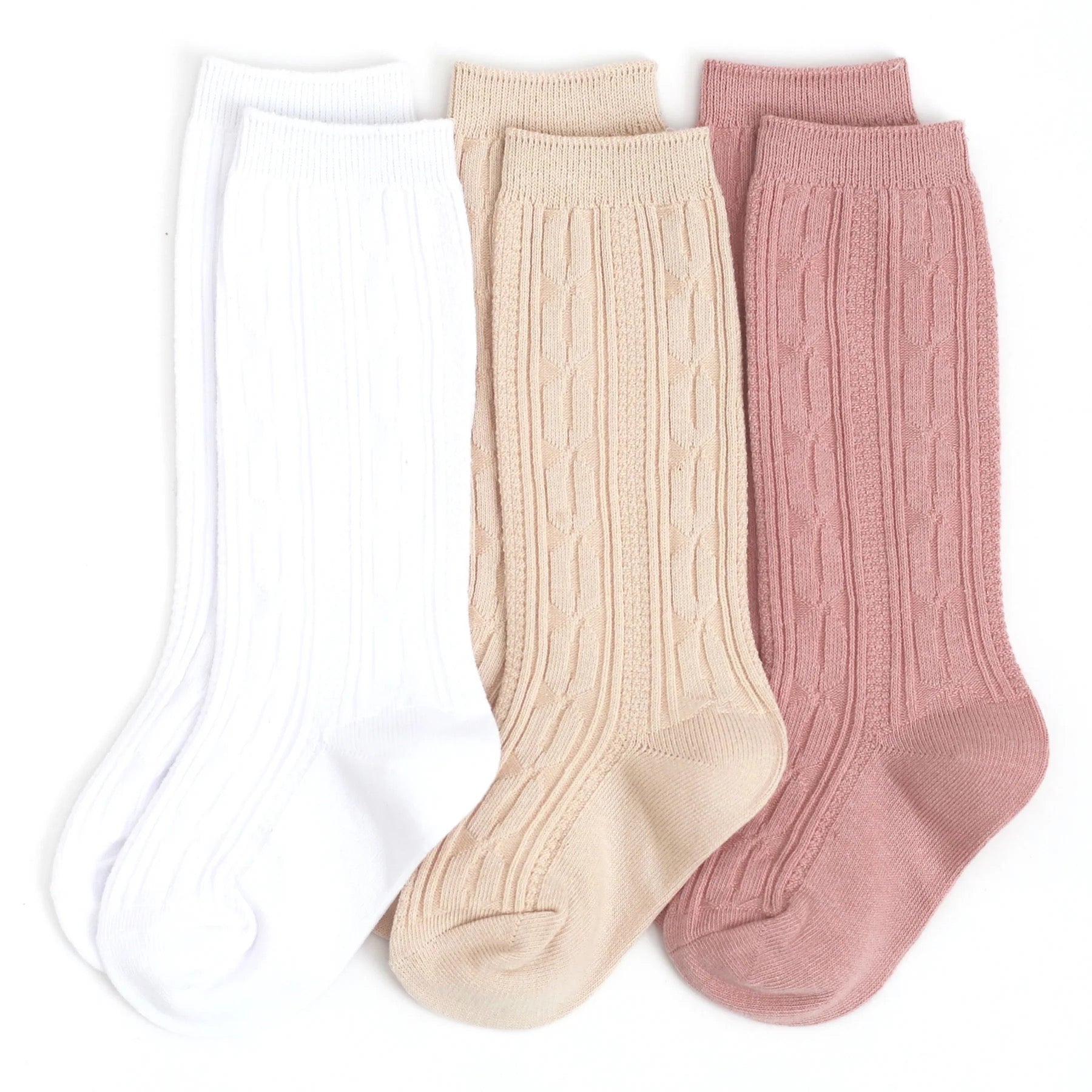Little Stocking Co Girlhood Cable Knit Knee High Socks || 3 Pack