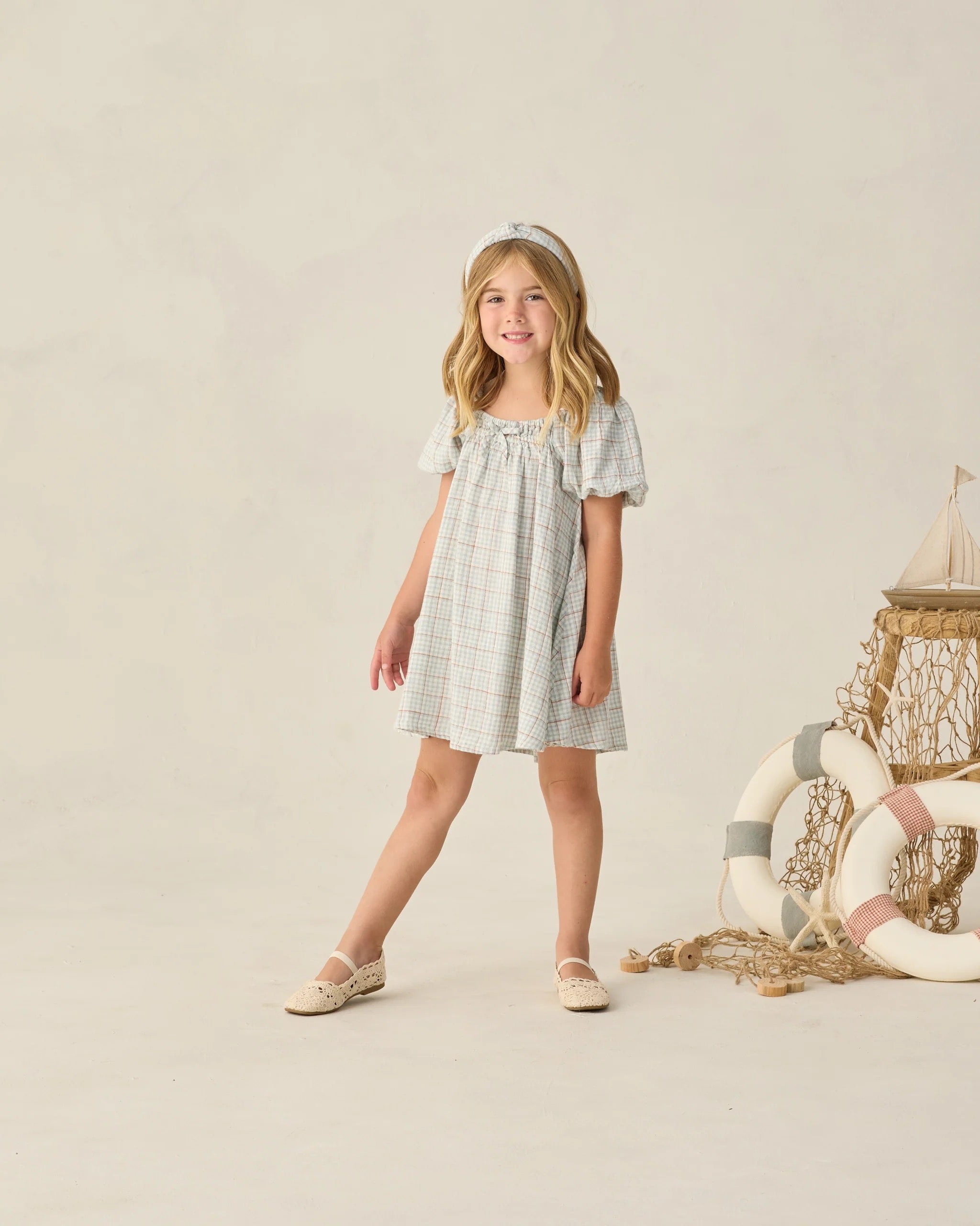 Rylee + Cru Sabrina Mini Dress || Light Blue Plaid
