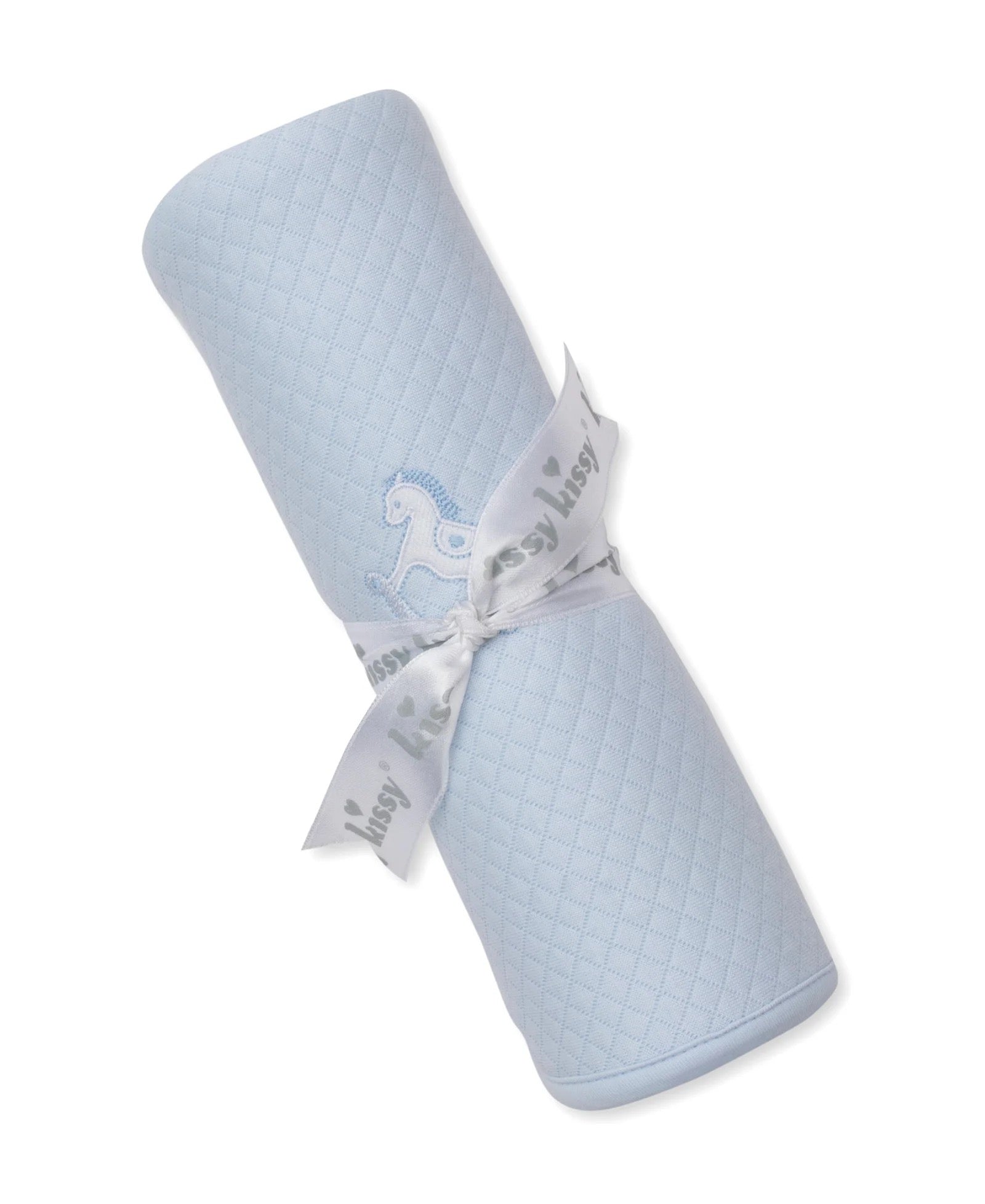 Teddy Bear Time Blue Jacquard Blanket