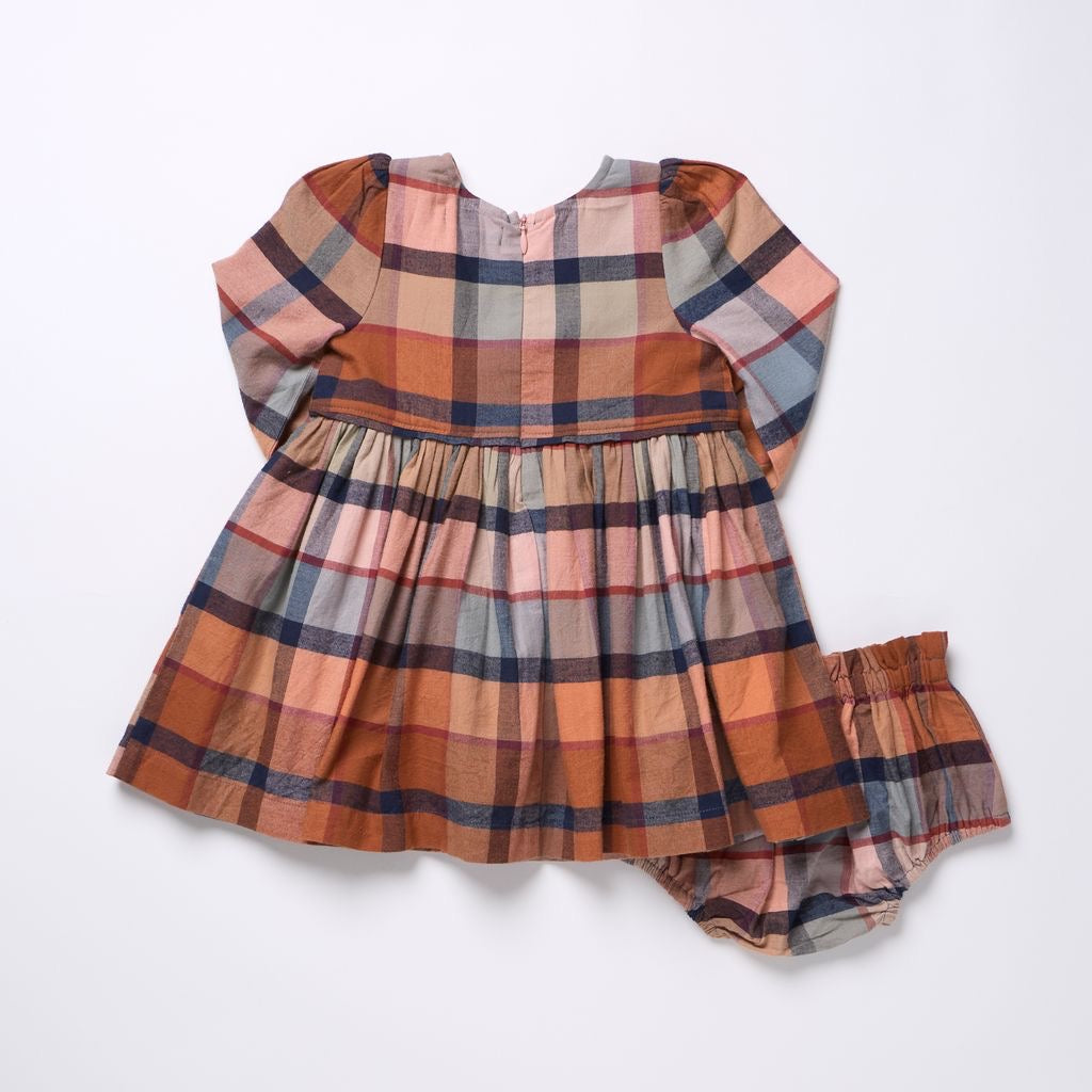 Pink Chicken Baby Girls Mae Dress Set || Hayride Plaid