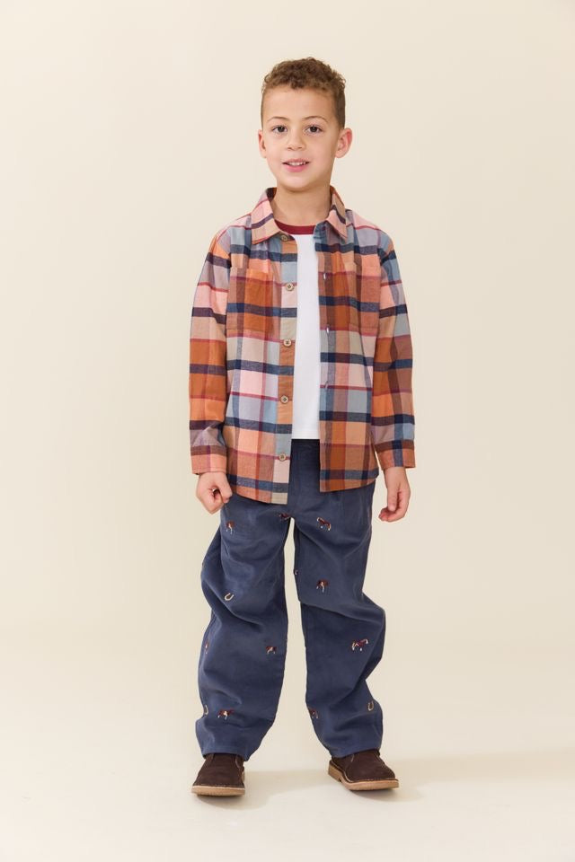 Blue Rooster Boys Jack Shirt || Hayride Plaid
