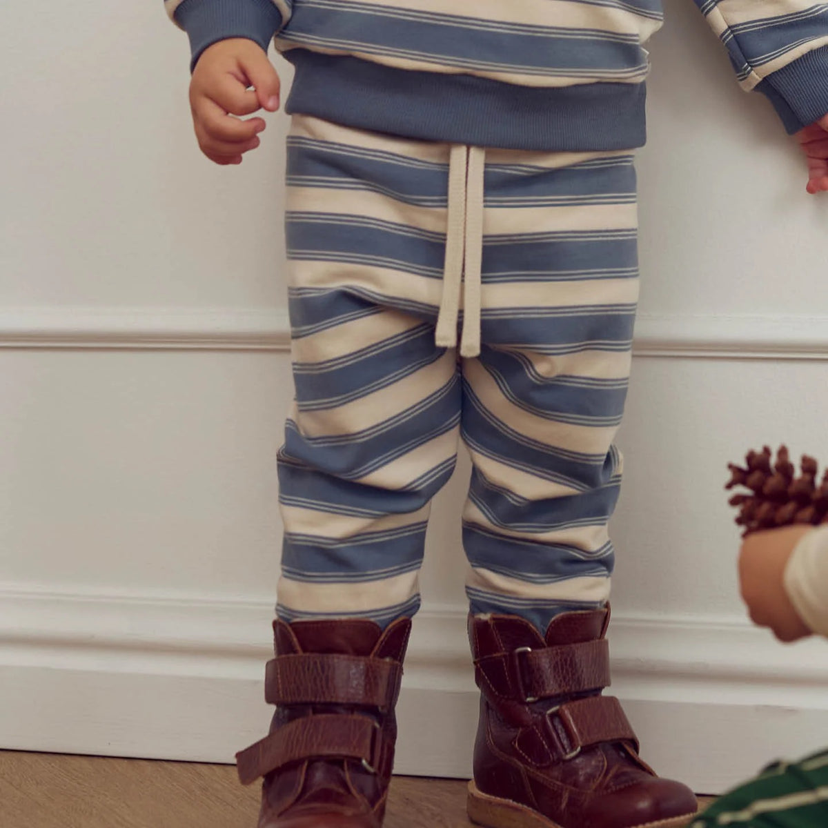 Baby Striped Sweat Set || Stormy Blue