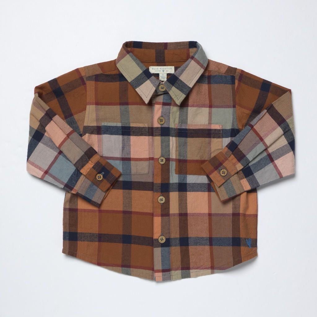 Blue Rooster Boys Jack Shirt || Hayride Plaid